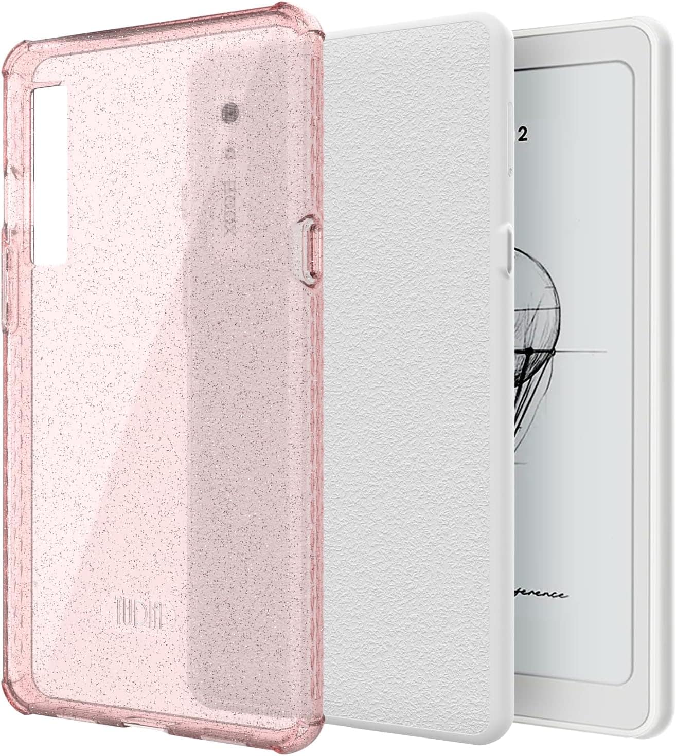 TUDIA - SKN Clear Designed for Onyx Boox Palma 2 Case Back Cover DO NOT FIT Palma 2 PRO - Pink Glitter