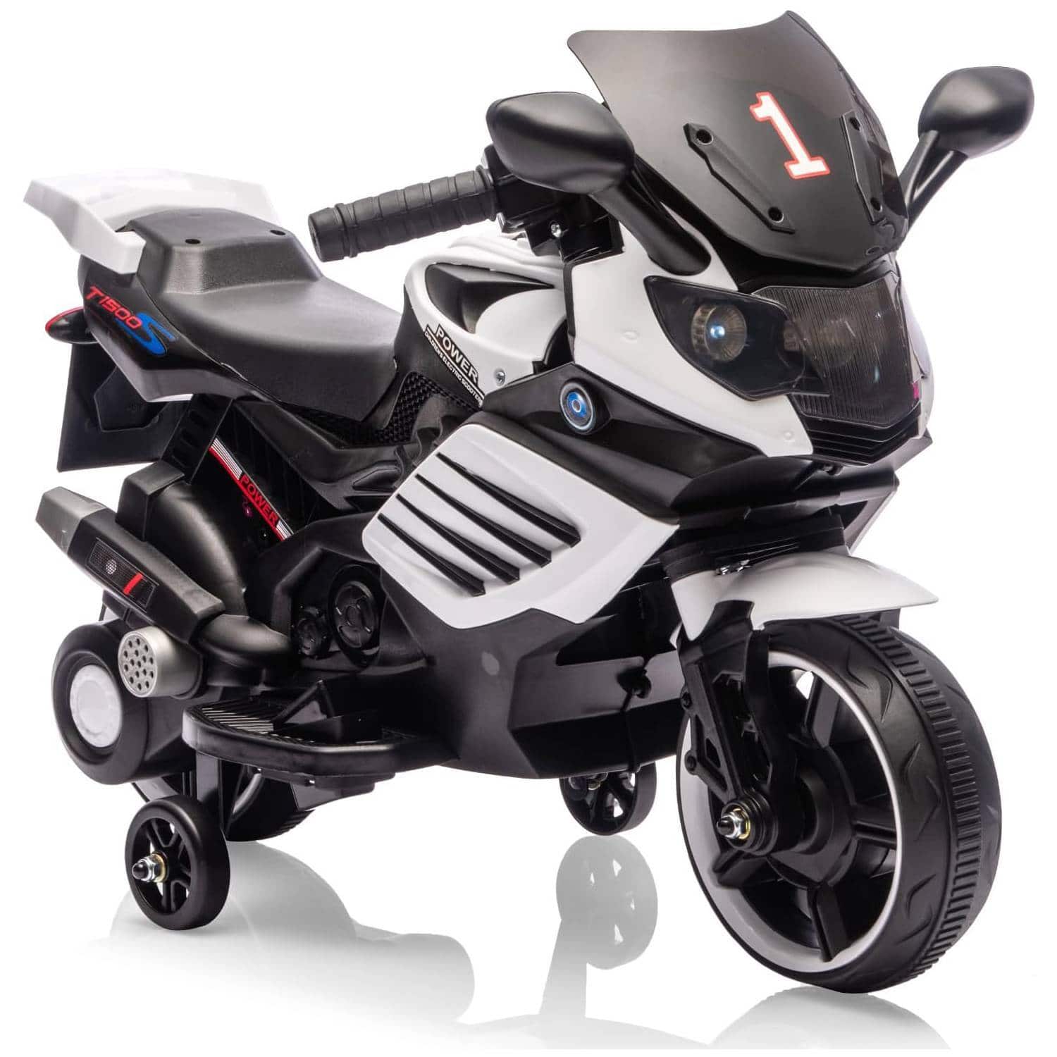 Qeetex - Kids 6V Ride On Motorcycle, Ride On Toys for Kids Best Gift - White