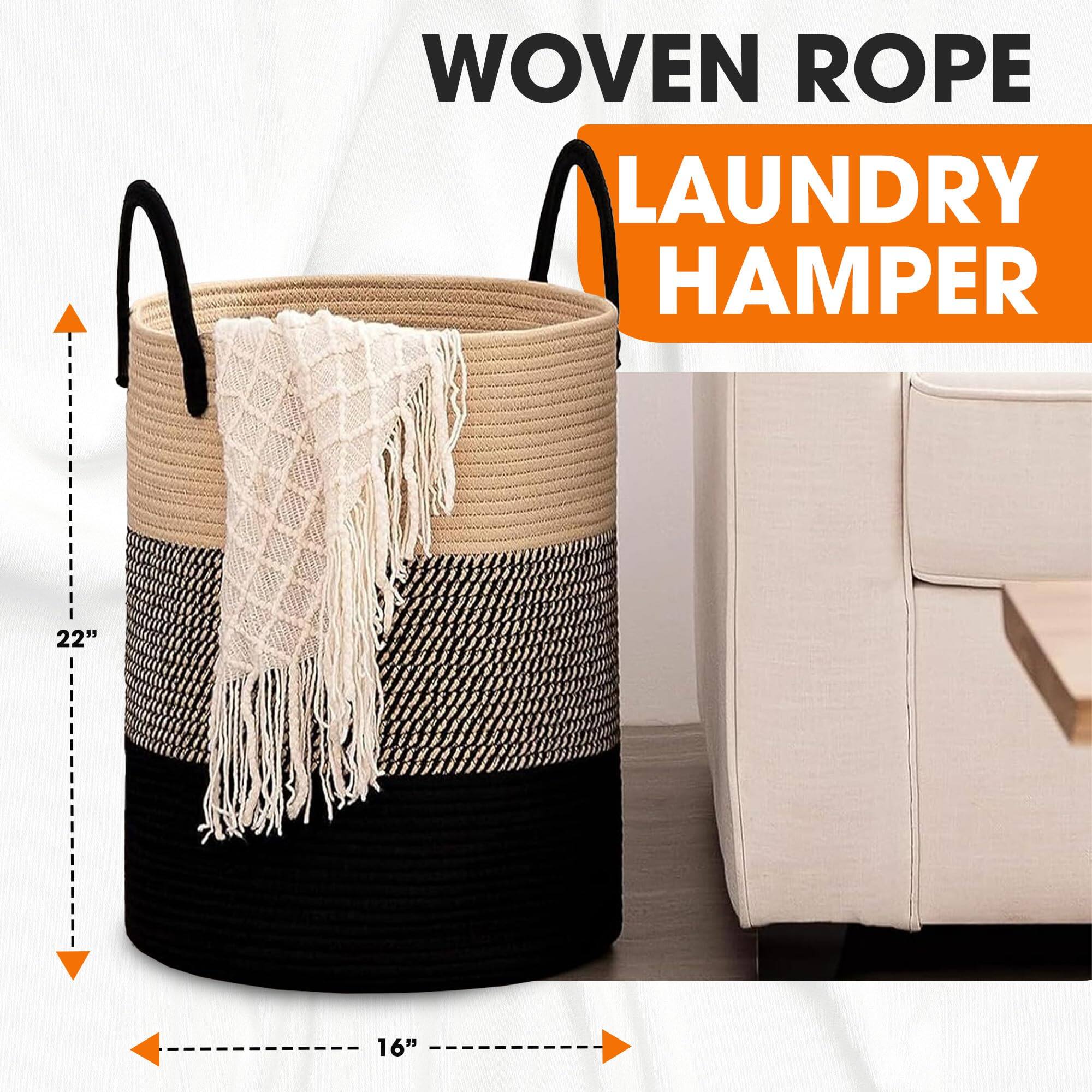 WOVEN ROPE LAUNDRY HAMPER

22"  
16"