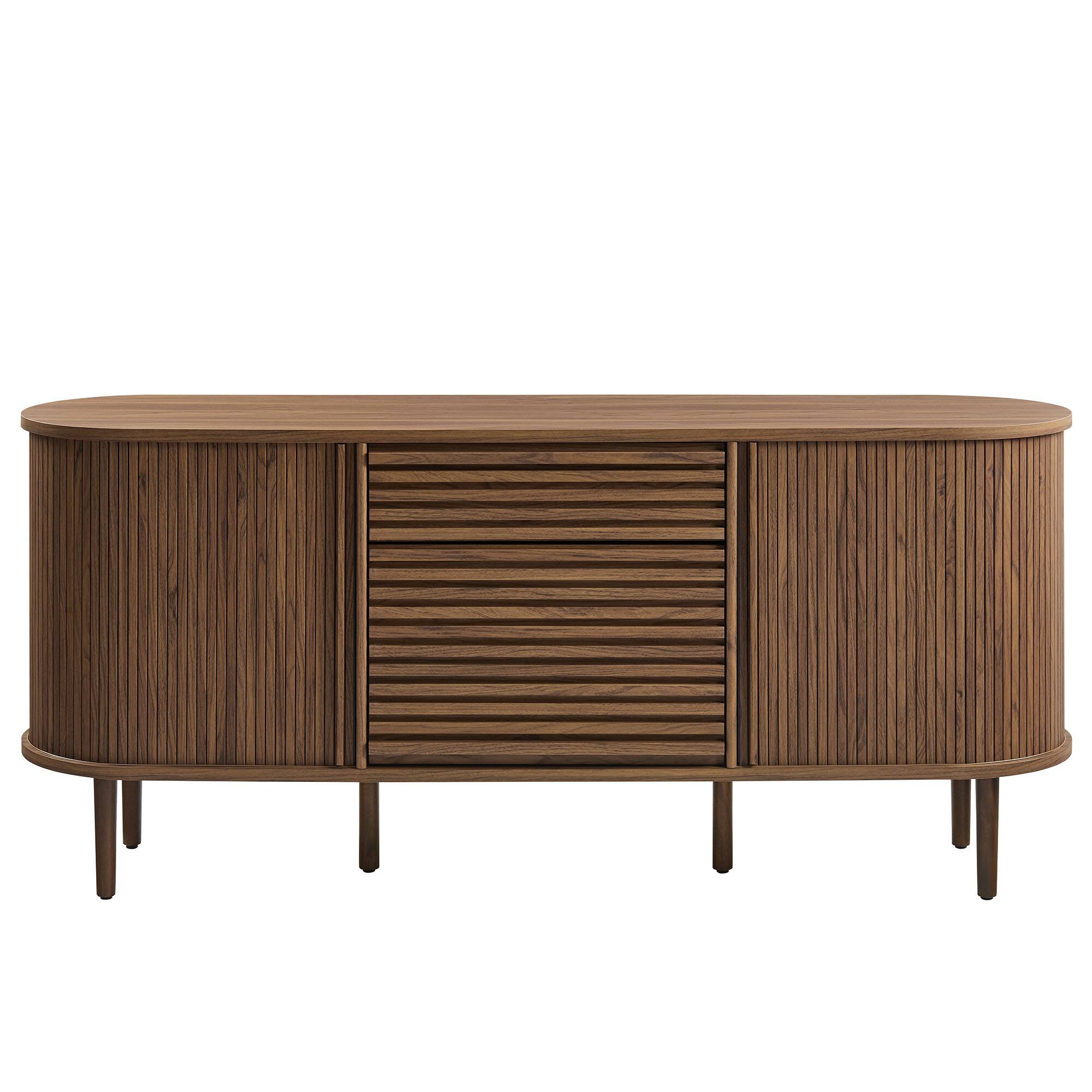 Alt View 6. Modway - Harlan 67" Fluted Oval Sideboard Cabinet by Modway - Walnut.