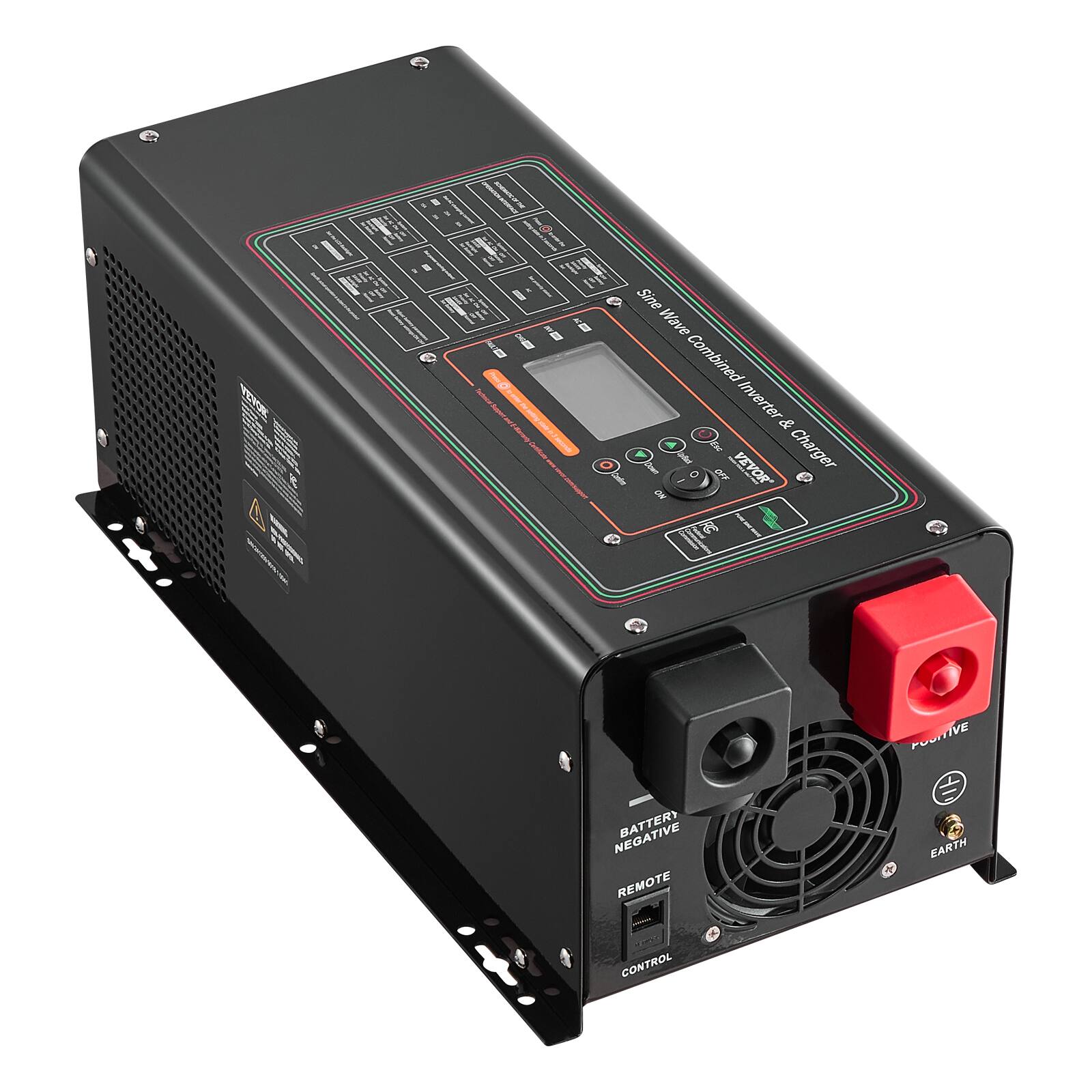 Technical  
Sine Wave Combined Inverter & OFF VEVOR Charger  
NEGATIVE BATTERY REMOTE CONTROL  
POSITIVE EARTH