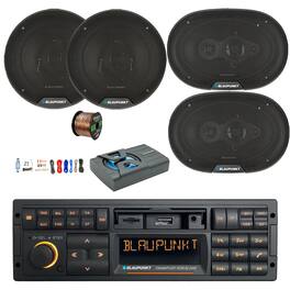 Blaupunkt - FRANKFURT 90's Retro Classic BT Receiver, 8" Sub Enclosure w/Kit, 2x 6x9" Speakers, 2x 6" Speakers, Wire