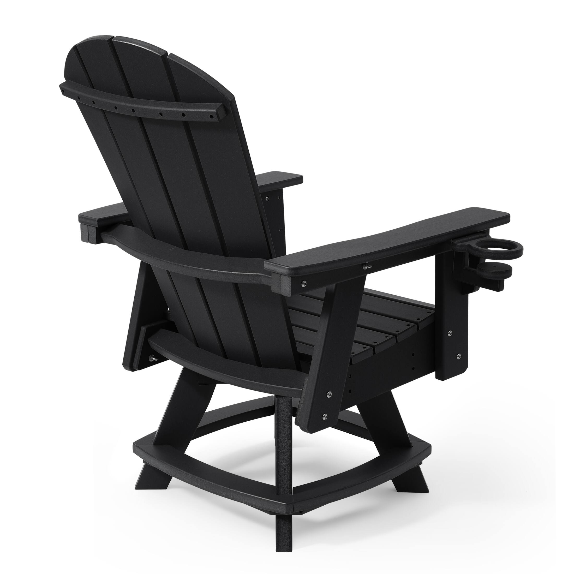 Back. WestinTrends - WestinTrends Malibu Outdoor HDPE Swivel Adirondack Patio Dining Chair With Cup Holder - Black.