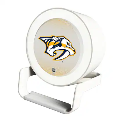 Front. Keyscaper - Nashville Predators Linen Print Nightlight Charger & Bluetooth Speaker - White.