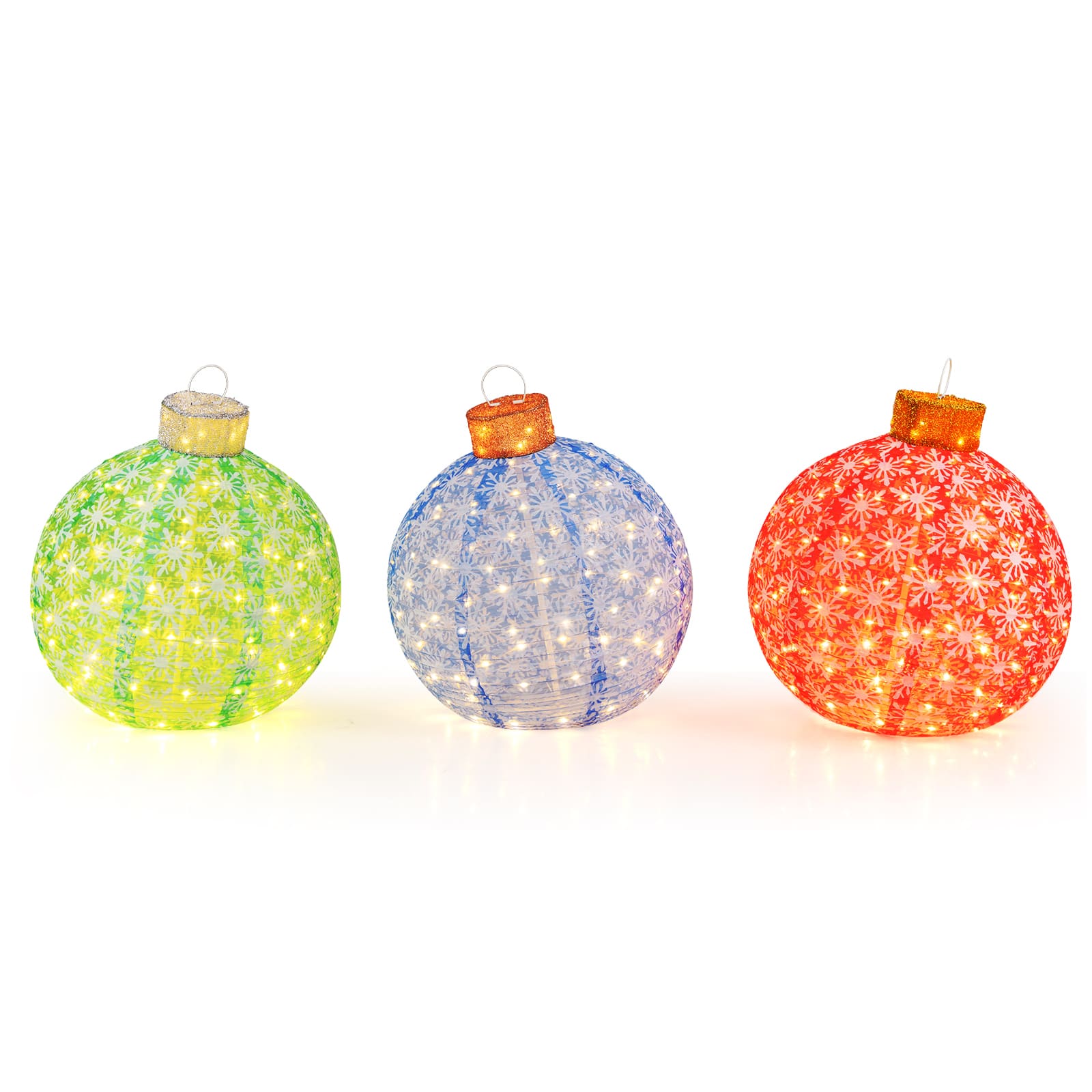 Gymax - 3 PCS Pre-Lit Pop up Christmas Ball Set w/ Warm White LED Lights Decoration - Red, Blue, Green price history on PriceWatchPro