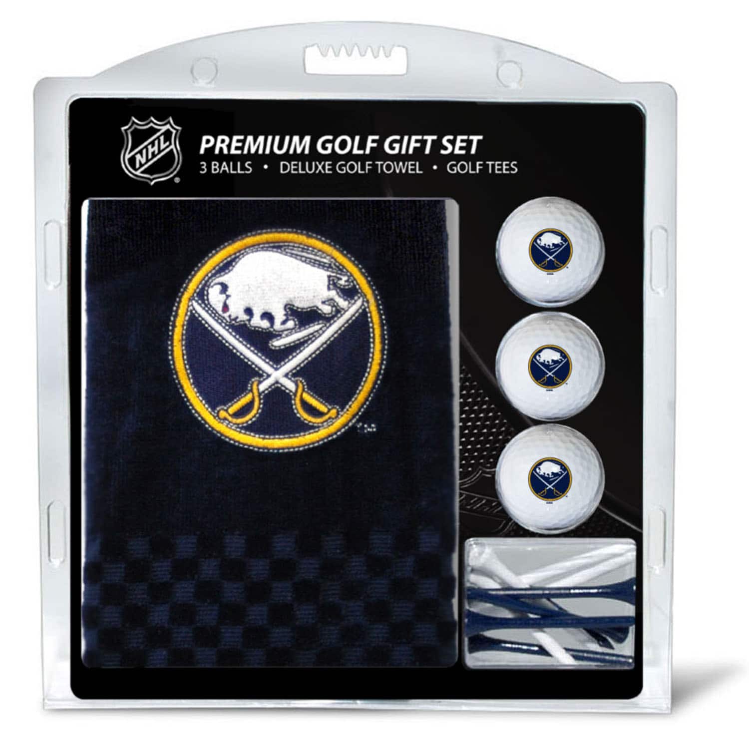 NHL PREMIUM GOLF GIFT SET  
3 BALLS • DELUXE GOLF TOWEL • GOLF TEES