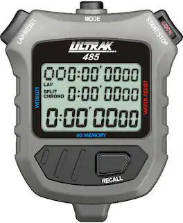 Ultrak - 485 - 60 Lap Dual Split Memory Stopwatch Timer with Three Line Display - Gray