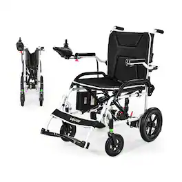 VEVOR - Electric Wheelchair for Adults, 220lbs Capacity, Foldable & Lightweight Motorized Wheelchair, 12-Mile Long Travel Range - Black