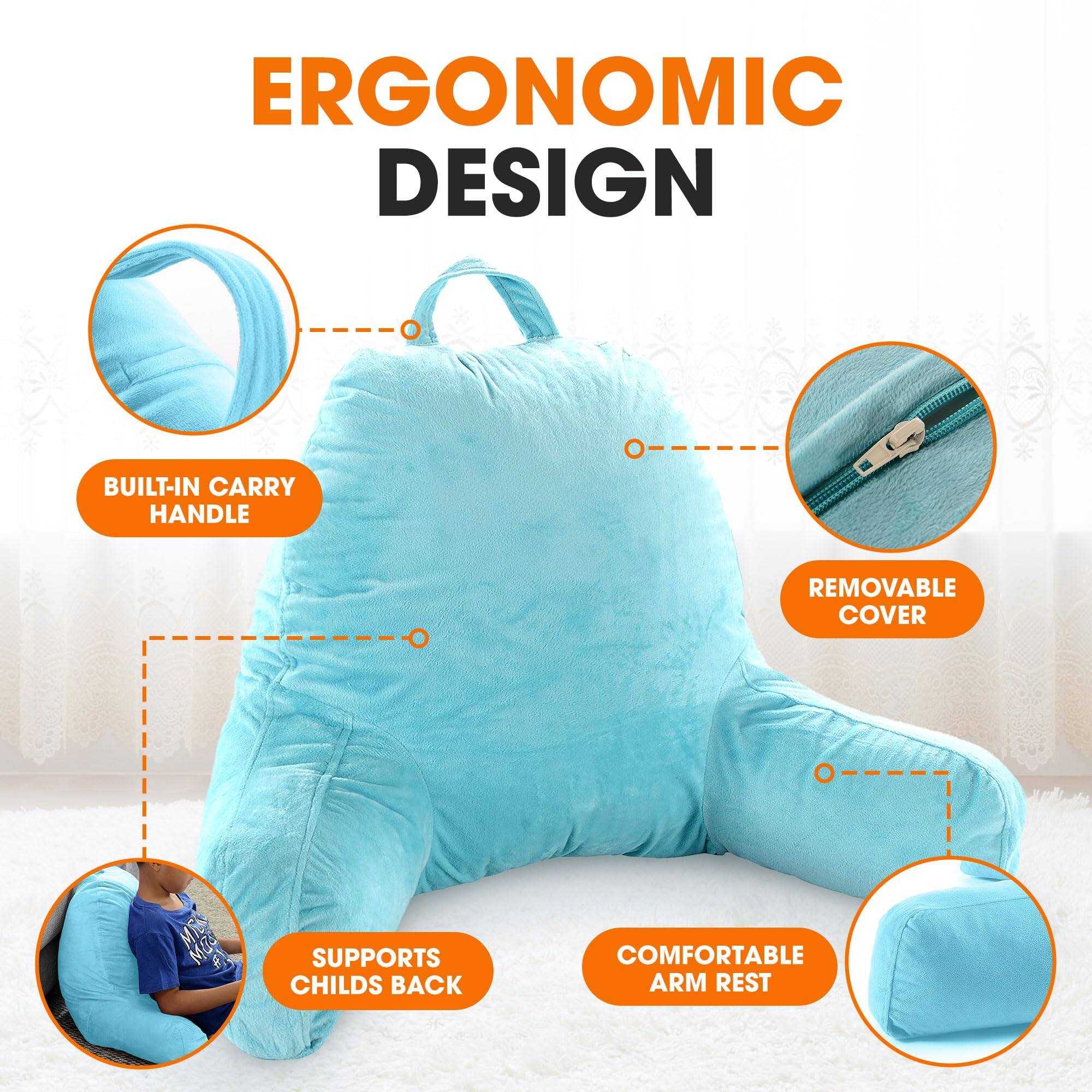 ERGONOMIC DESIGN
- BUILT-IN CARRY HANDLE
- REMOVABLE COVER
- SUPPORTS CHILD'S BACK
- COMFORTABLE ARM REST