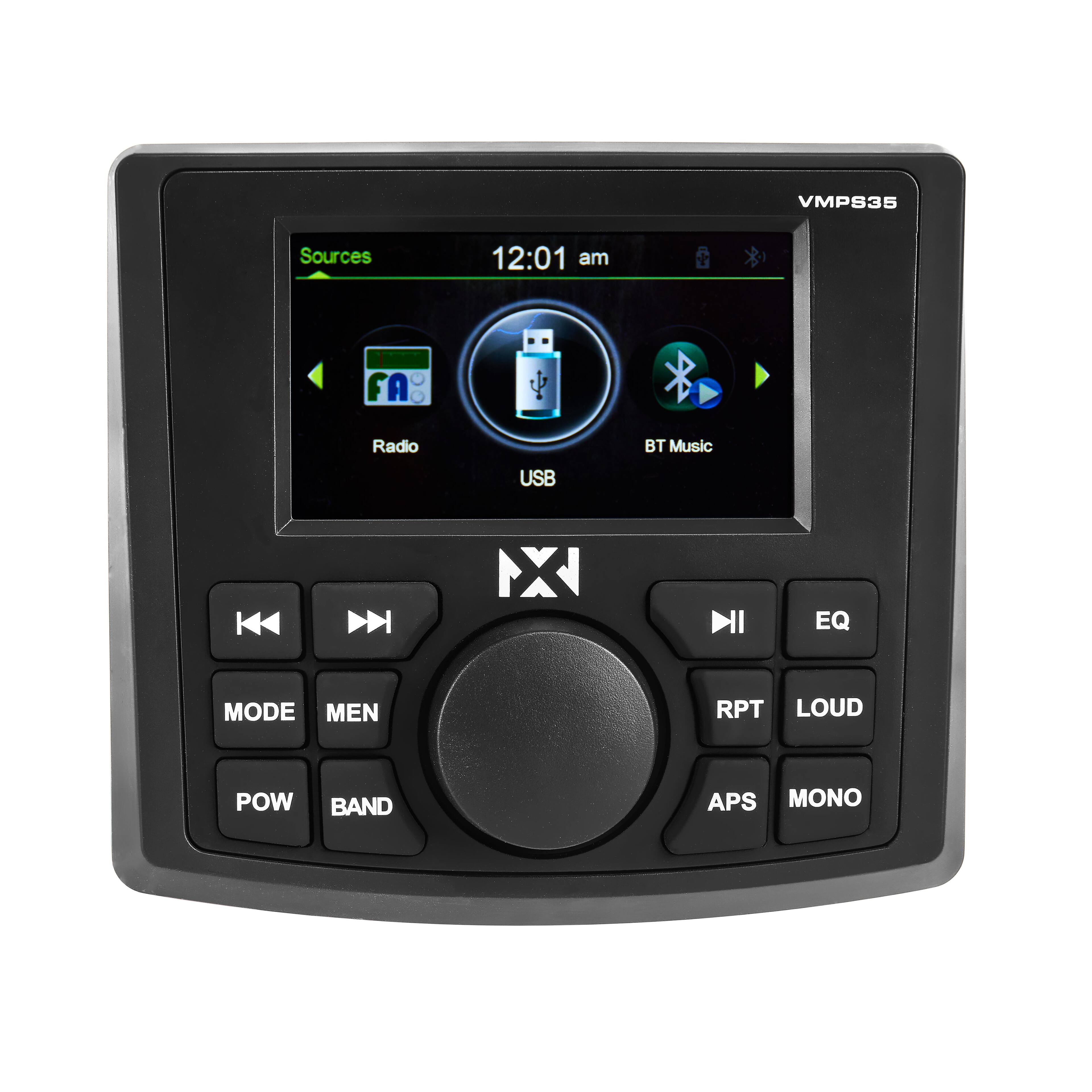 VMPS35  
Sources  
12:01 am  
FA Radio USB BT Music  
NX NI EQ MODE MEN RPT LOUD POW BAND APS MONO
