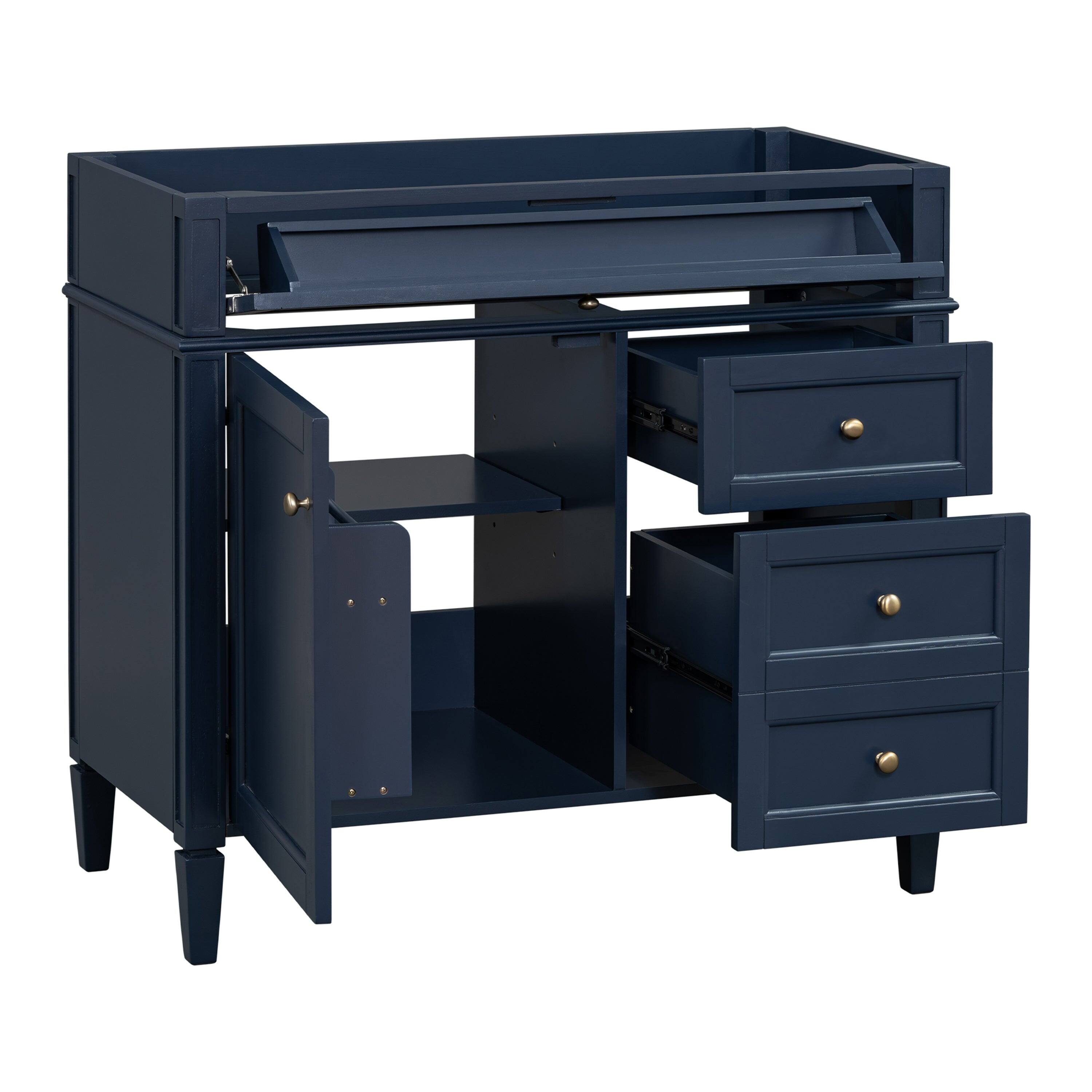 Alt View 7. Boyel Living - 36 Inch Modern Bathroom Vanity Cabinet Two Drawers Tip Out No Sink Blue - Blue.