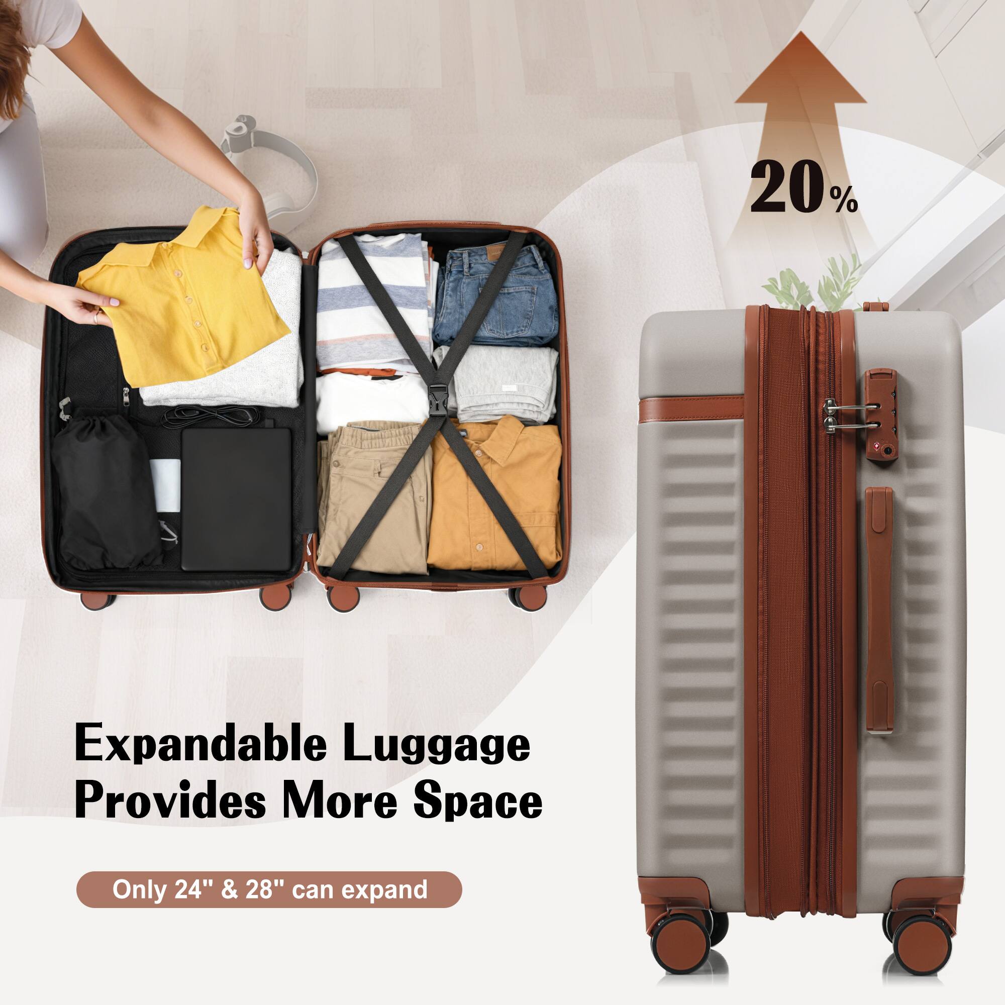 Expandable Luggage Provides More Space  
Only 24" & 28" can expand