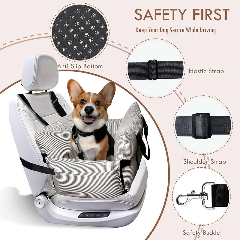 SAFETY FIRST
Keep Your Dog Secure While Driving
Anti-Slip Bottom
Elastic Strap
Shoulder Strap
Safety Buckle
