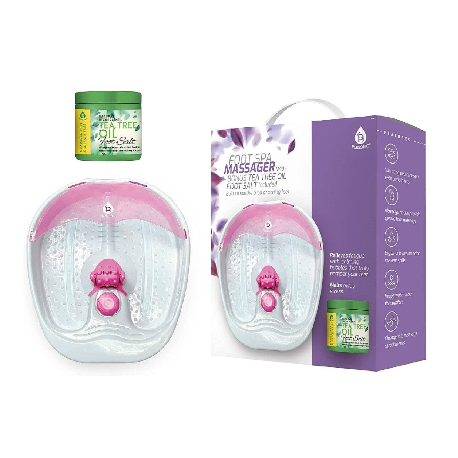 Pursonic - Foot Spa Massager with Tea Tree Oil Foot Salt Scrub (Warming Function) - Pink