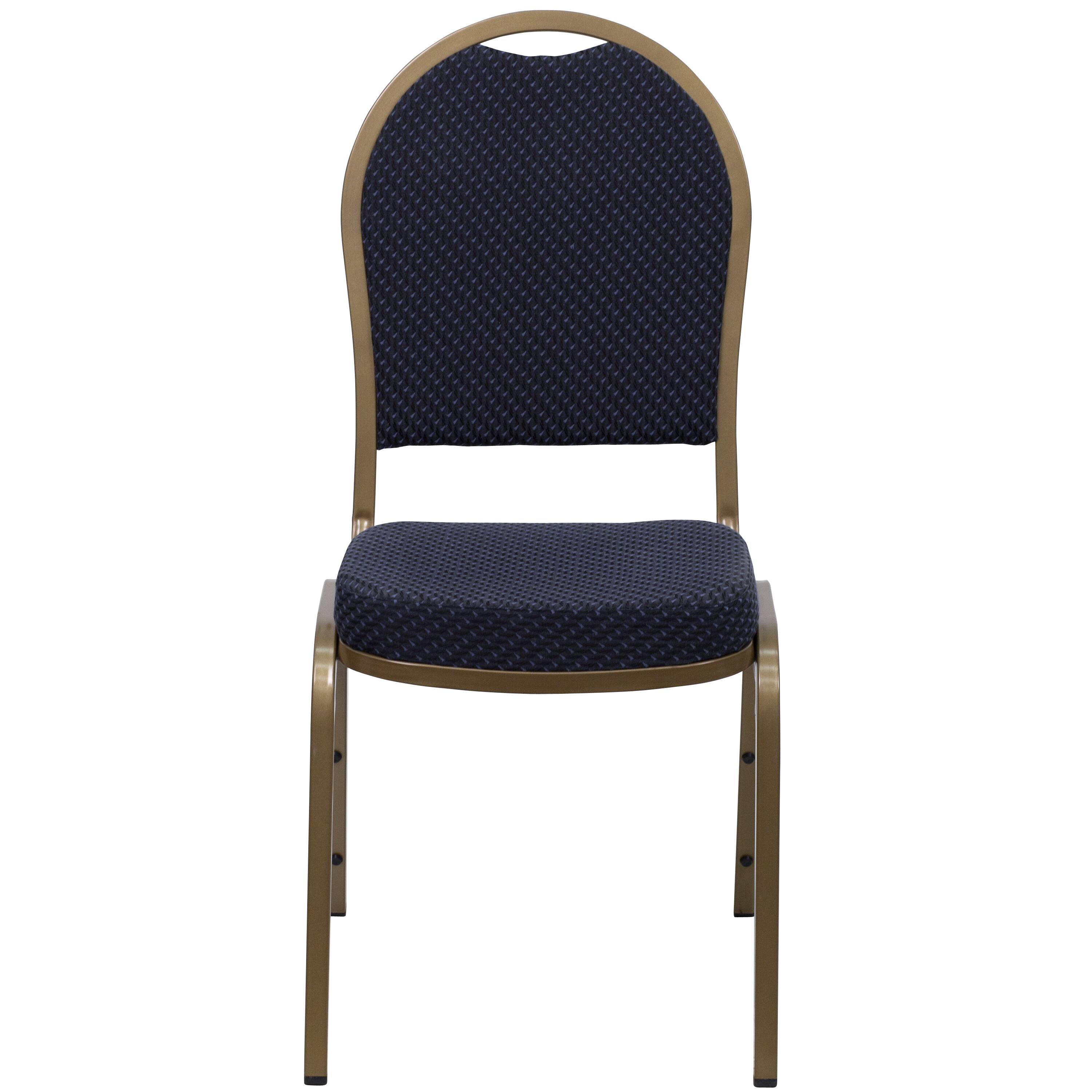 Alt View 7. Emma + Oliver - Dome Back Stacking Banquet Dining Chair - Navy Patterned Fabric/Gold Frame.