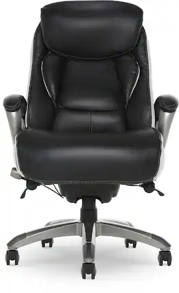 Front. Serta - Executive Home Office Desk Chair with Ergonomic High-Back Adjustable Lumbar and Body Pillows in Mesh and Leather - Black with White Mesh Accents.