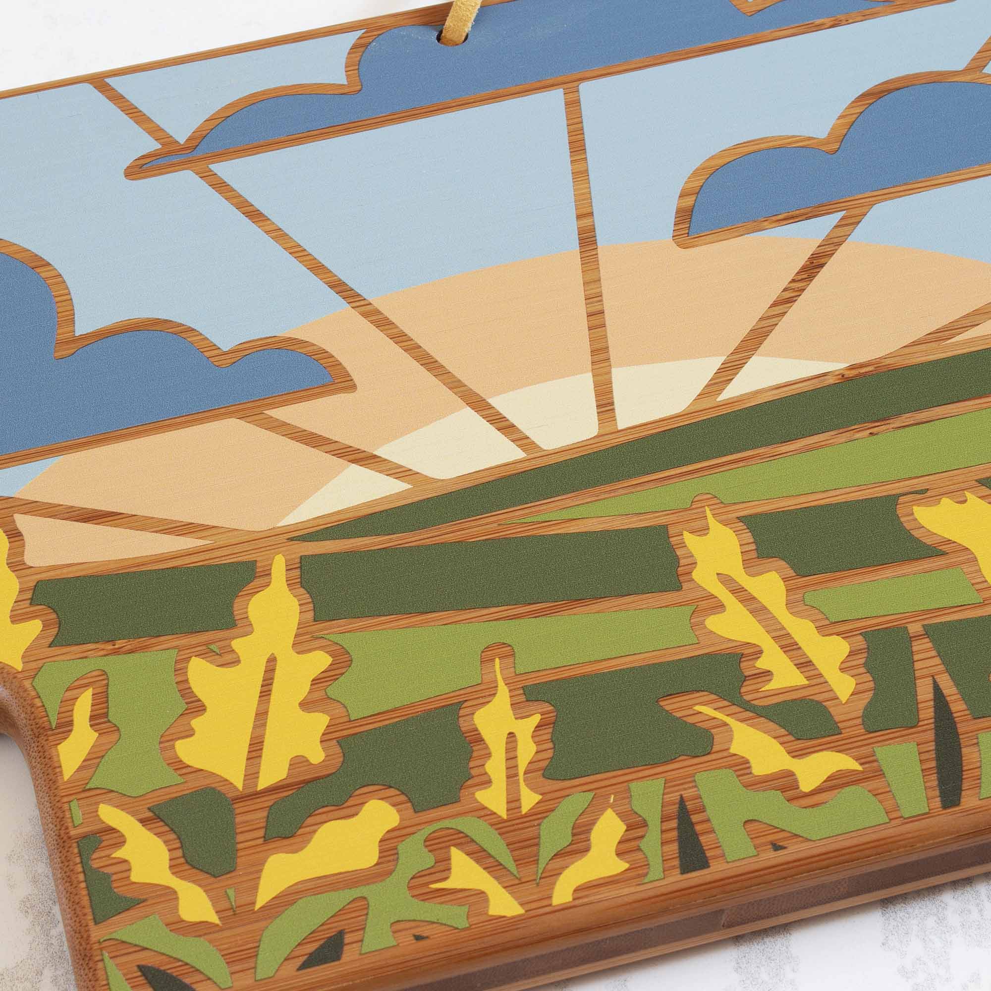 Alt View 1. Totally Bamboo - Nebraska Cutting Board with Artwork by Summer Stokes.