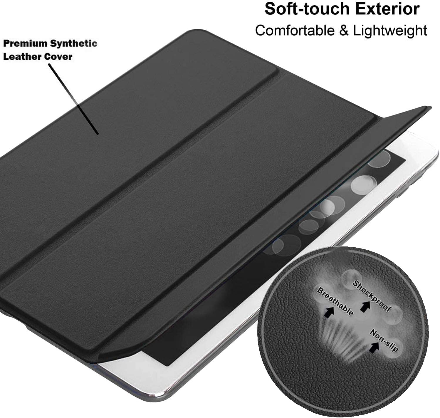 Premium Synthetic Leather Cover  
Soft-touch Exterior Comfortable & Lightweight  
Breathable Shockproof Non-slip