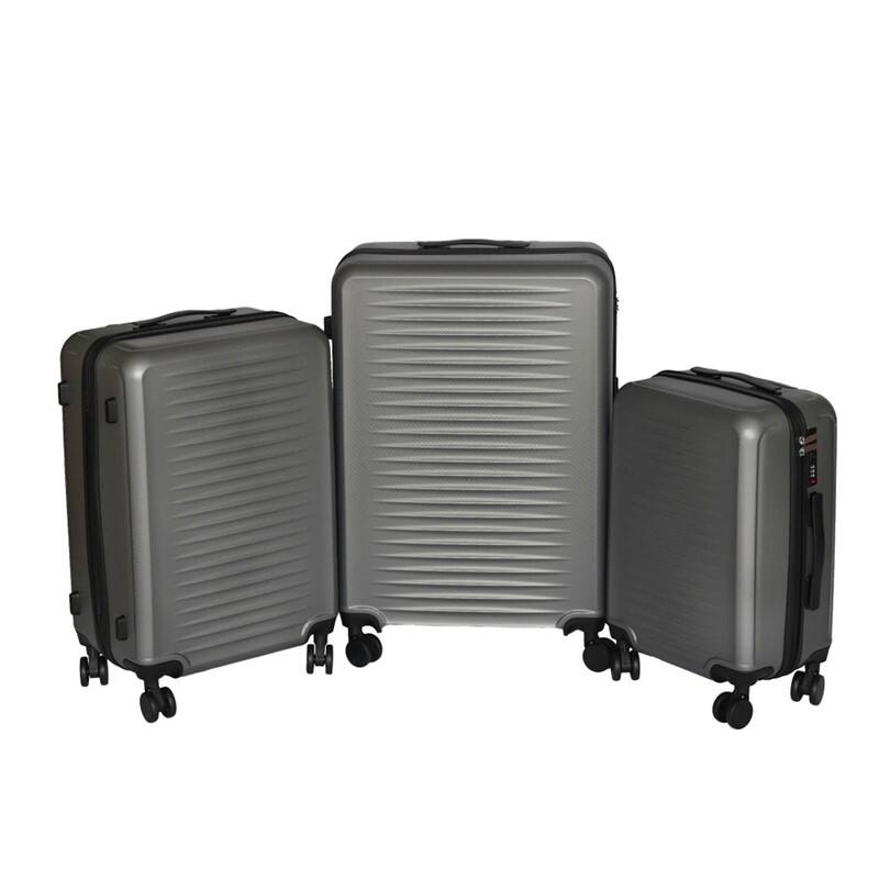Back. HTUTWOO - 3-Piece ABS Travel Luggage Set - 20/24/28 Inch with TSA Lock, 360° Silent Spinner Wheels, Ultra Lightweight Carry On - Gray.