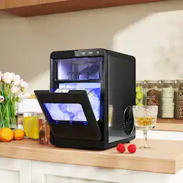 Gymax - Portable Nugget Ice Maker Countertop w/ Self-Cleaning One-Touch Operation - Black