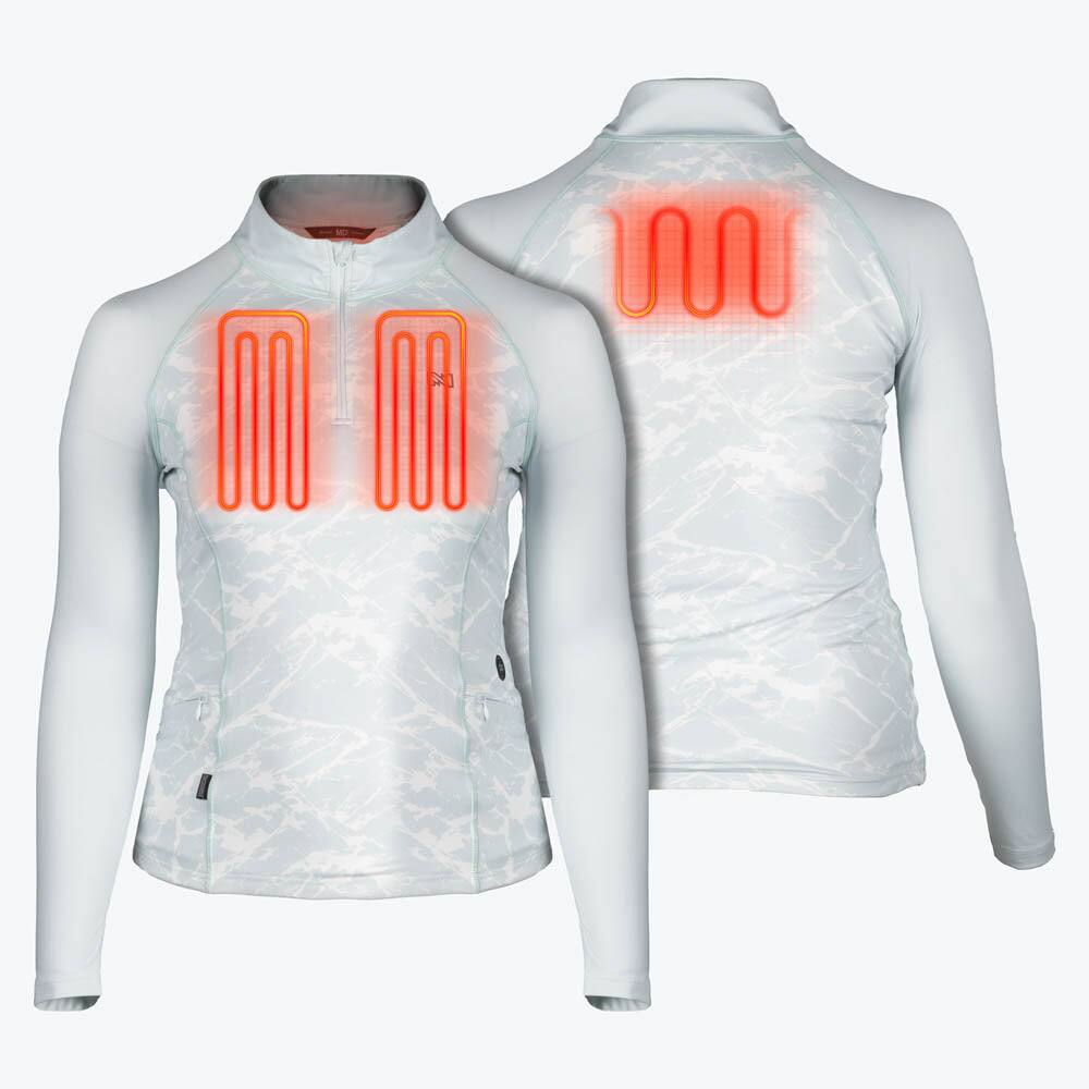 Alt View 1. Mobile Warming - App Controlled Women's Proton 2.0 Baselayer Heated Shirt - Ice Blue.
