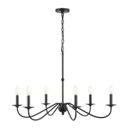 Jonathan Y - Wicklow 34.75" 6-Light Bohemian Farmhouse Iron LED Chandelier - Black