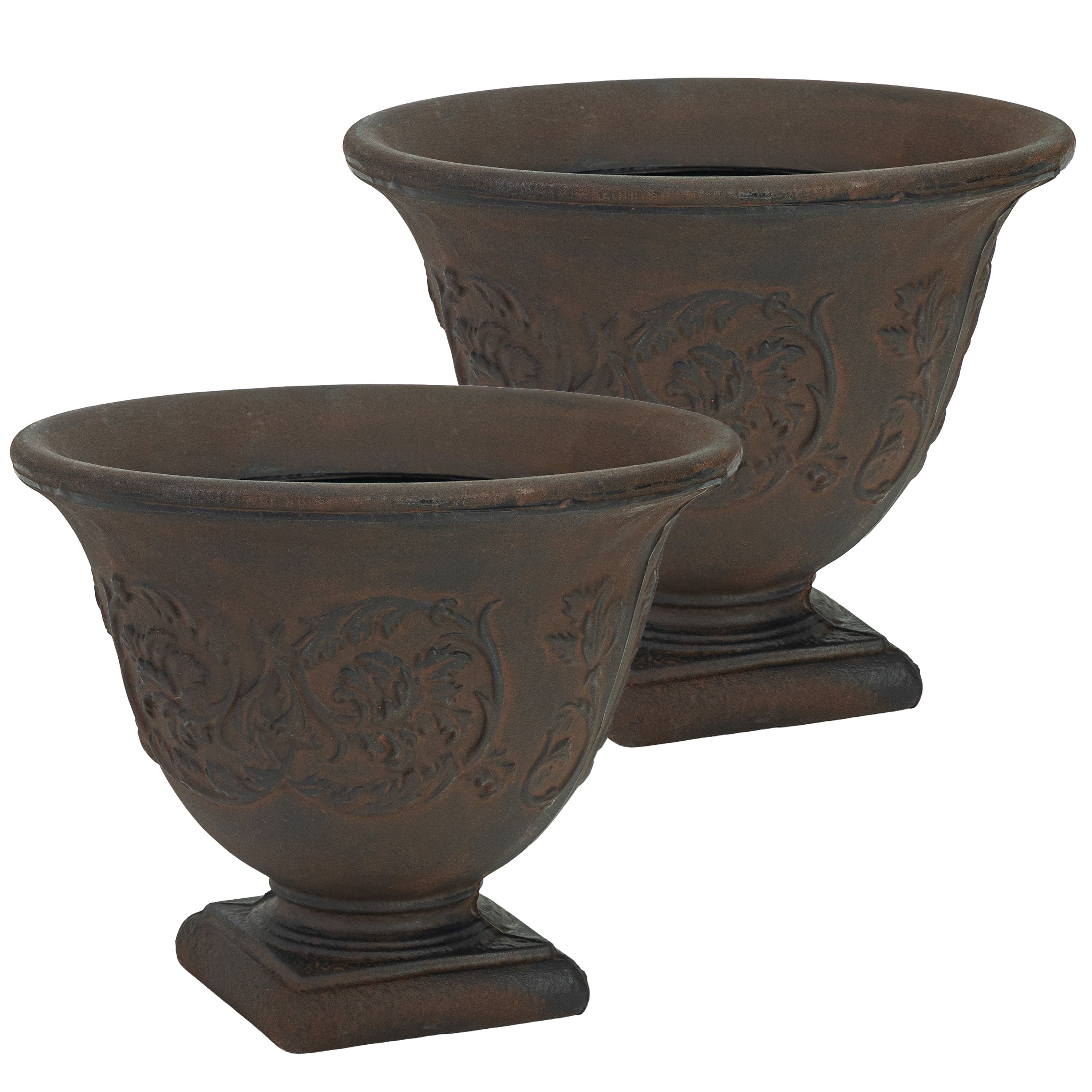Sunnydaze - 13 in Darcy Polyresin Planter - Set of 2 - Rust price history on PriceWatchPro