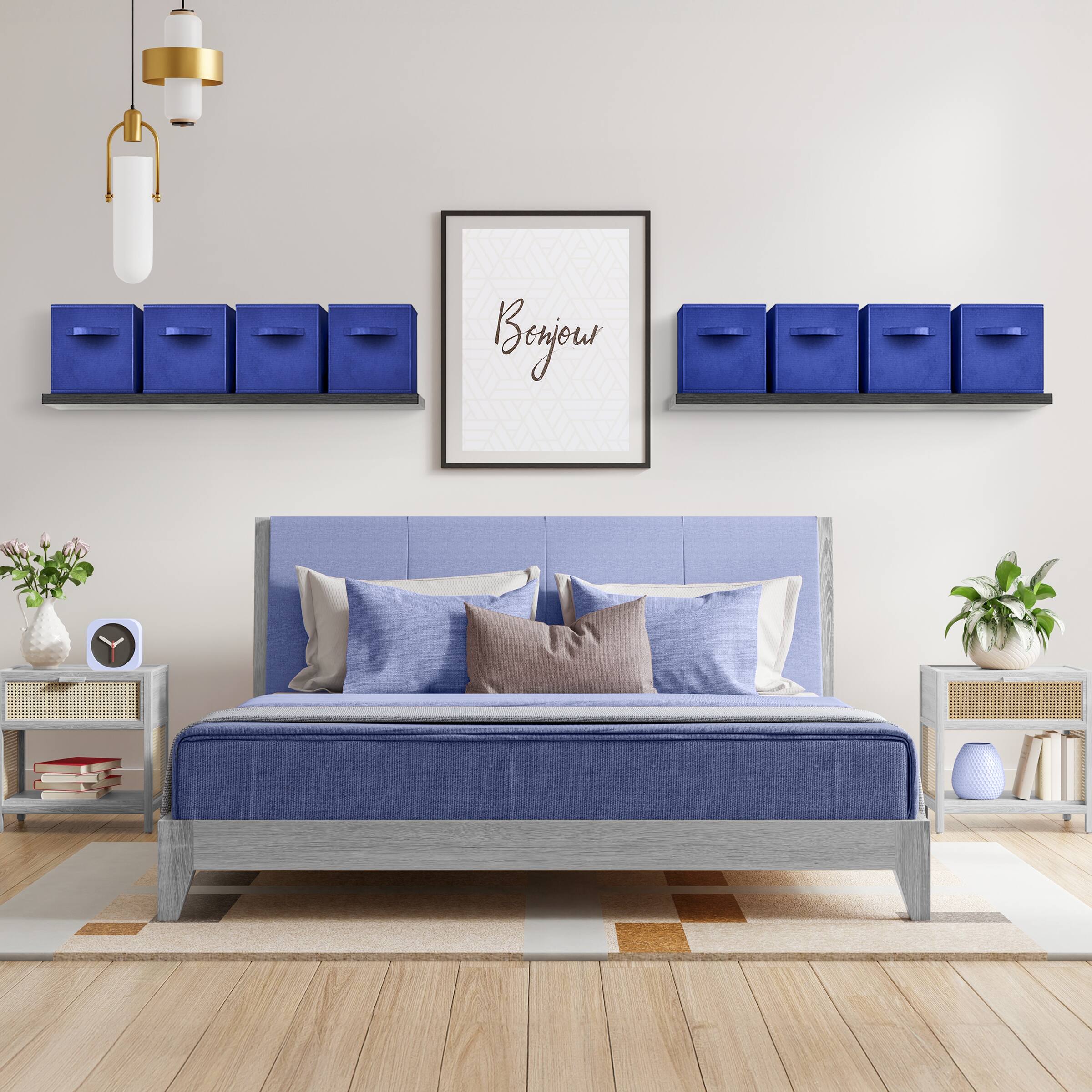 Alt View 4. Sorbus - Sorbus Fabric Storage Cubes, 8 Foldable Storage Bins for Organizing Pantry, Cubbies, Toy Box, Clothes Storage - Navy Blue.