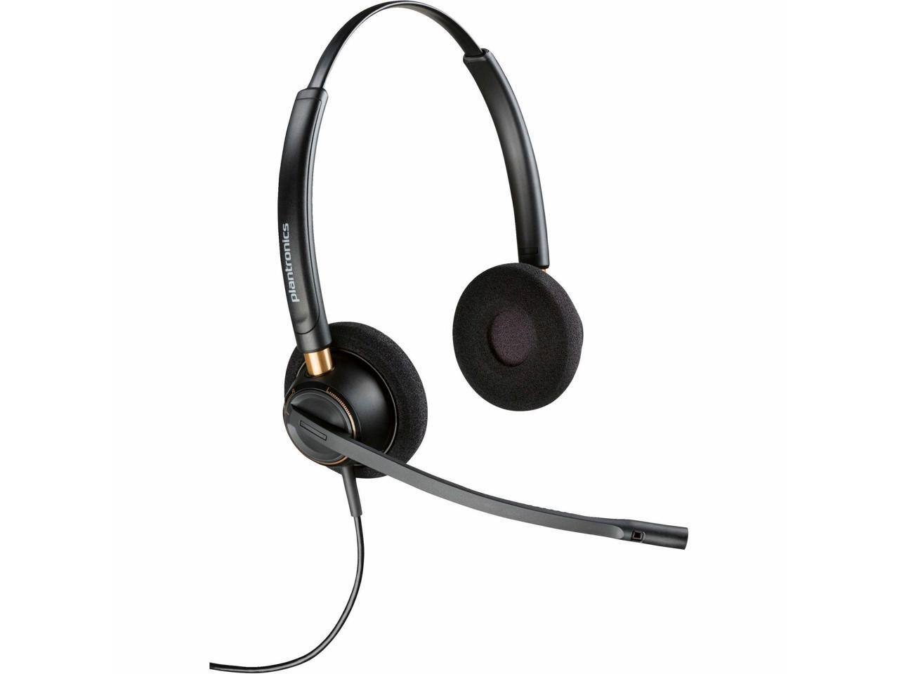Alt View 3. HP - Poly EncorePro HW520D Stereo Wired On-ear Headset with Noise Cancelling Mic - Black.