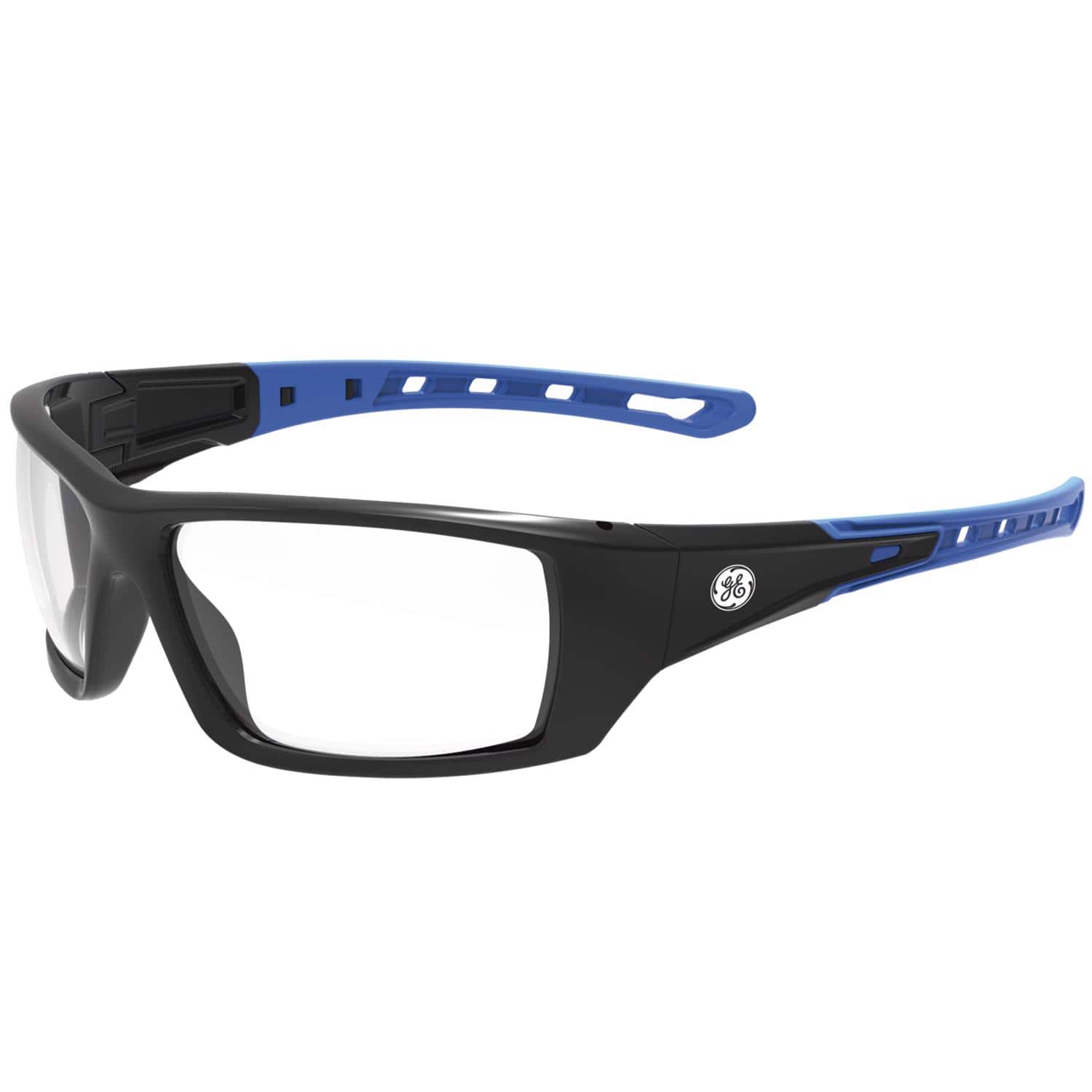 General Electric - 04 Series Impact-Resistant Safety Glasses Clear Lens Black/Blue Frame 1 pk - Black | Blue