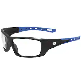 General Electric - 04 Series Impact-Resistant Safety Glasses Clear Lens Black/Blue Frame 1 pk - Black | Blue