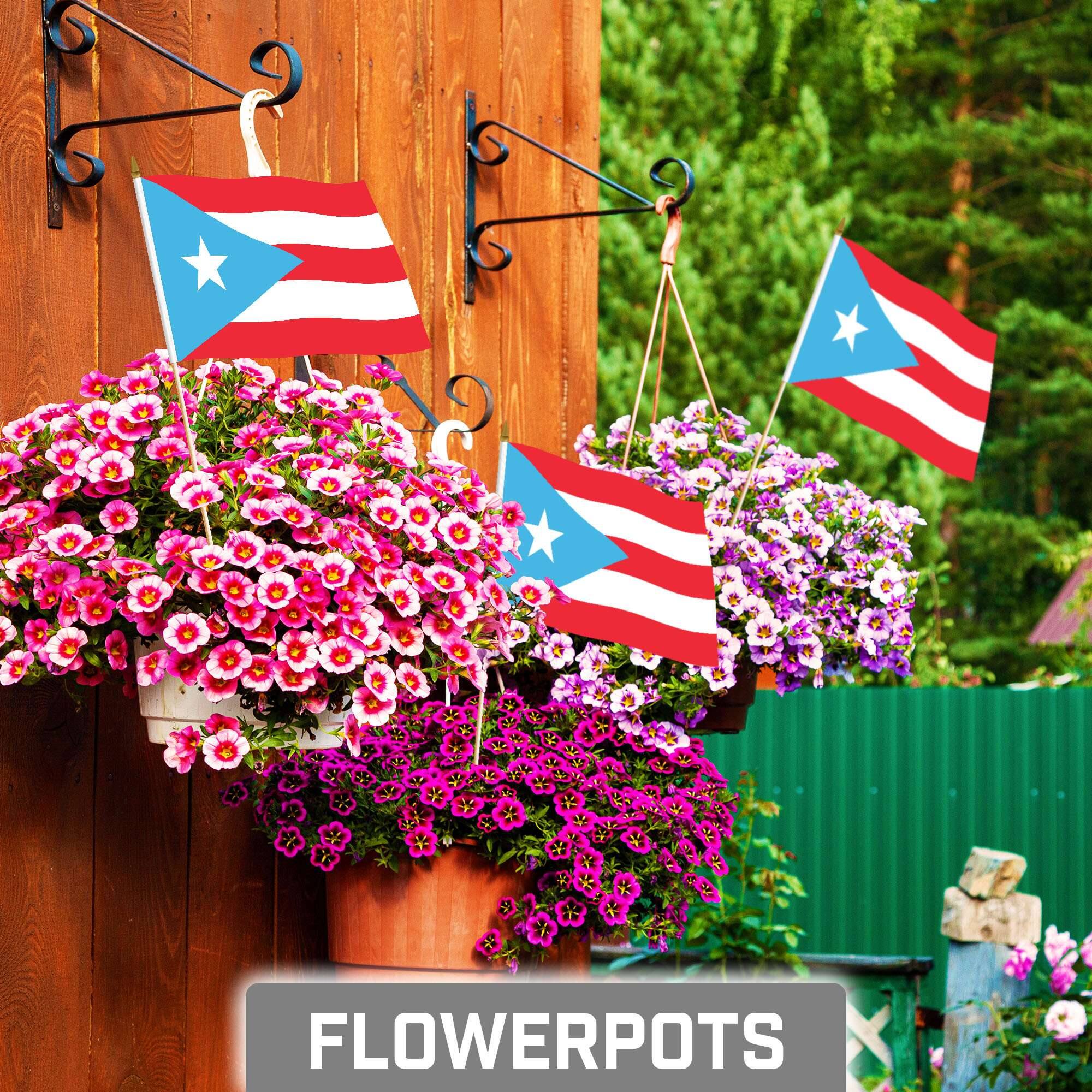 G128 Handheld Puerto Rico Stick Flags 8x12 Inch Printed 150D Polyester ...