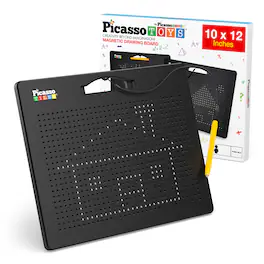 PicassoTiles - PICASSO-TILES Magnetic Drawing Board, 12x10 Erasable Writing Pad Playboard STEM Educational Toy, Large Black