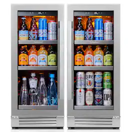 Ca'Lefort - 15"+15" Beverage Refrigerator Bundle,200 Cans Beverage Fridge,34-54 ℉,3 Color LED,Built-in Beverage Cooler - Stainless Steel