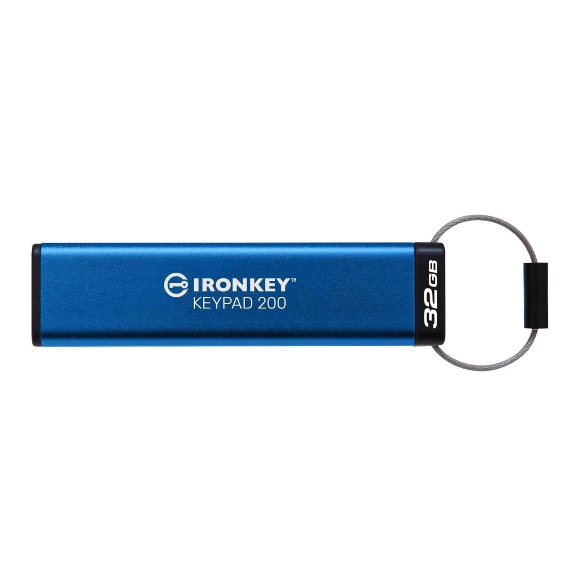 Kingston - IronKey Keypad 200 Series 32GB USB-A Encrypted Flash Drive - Blue