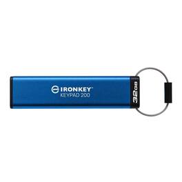 Kingston - IronKey Keypad 200 Series 32GB USB-A Encrypted Flash Drive - Blue