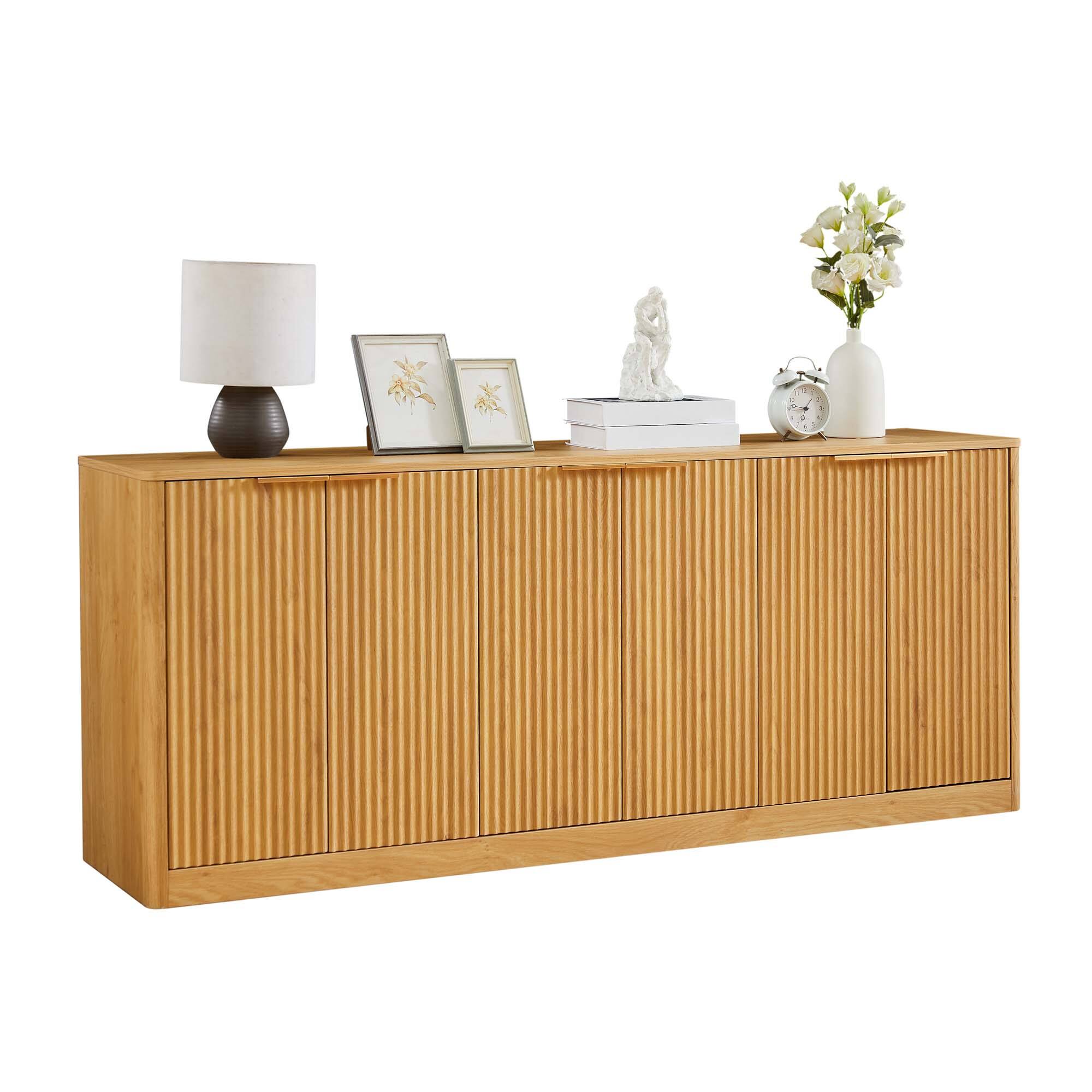 Alt View 7. Forest'nSky - 67-inch modern wavy sideboard, curved contour design storage cabinet,Natural - Natural.