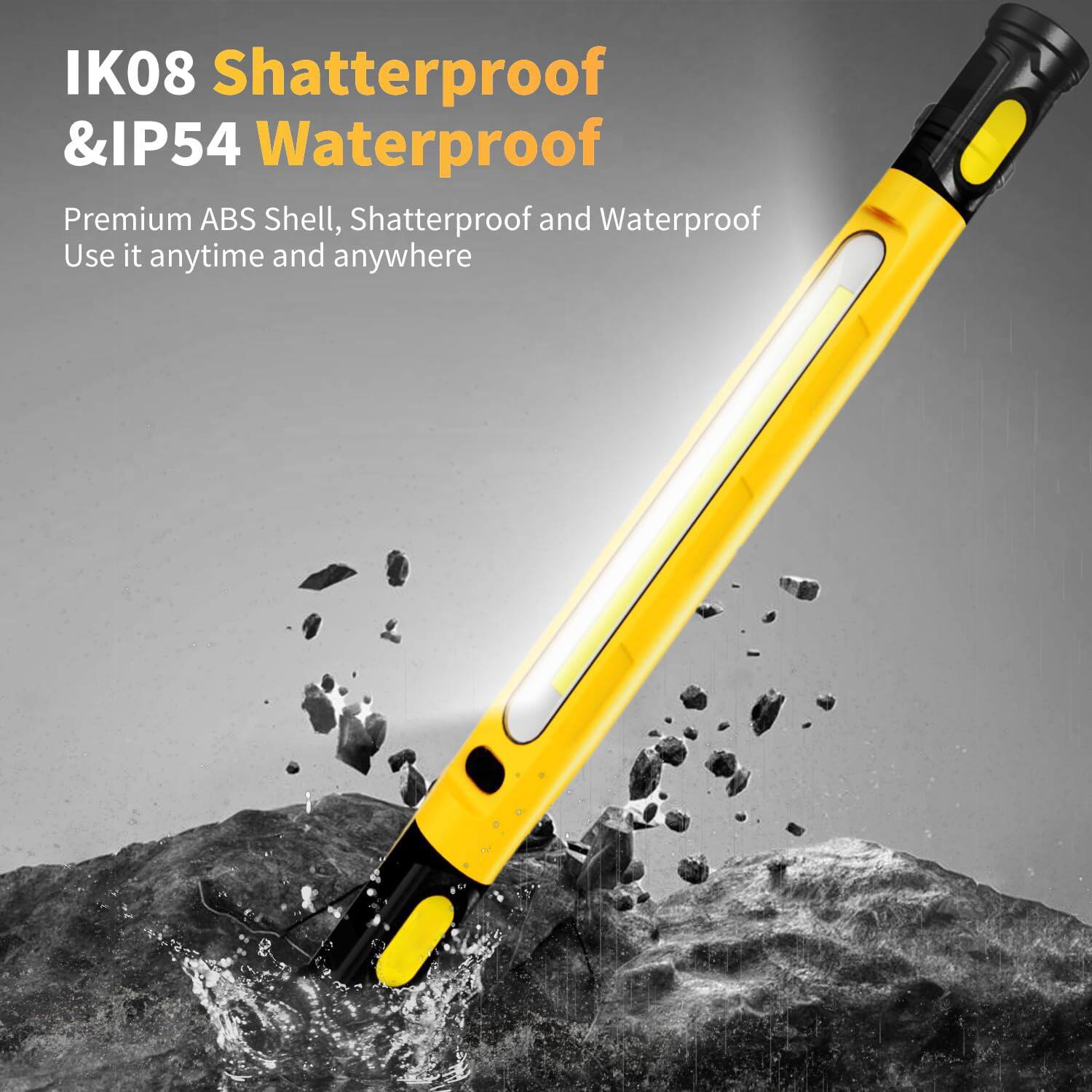IK08 Shatterproof & IP54 Waterproof  
Premium ABS Shell, Shatterproof and Waterproof  
Use it anytime and anywhere