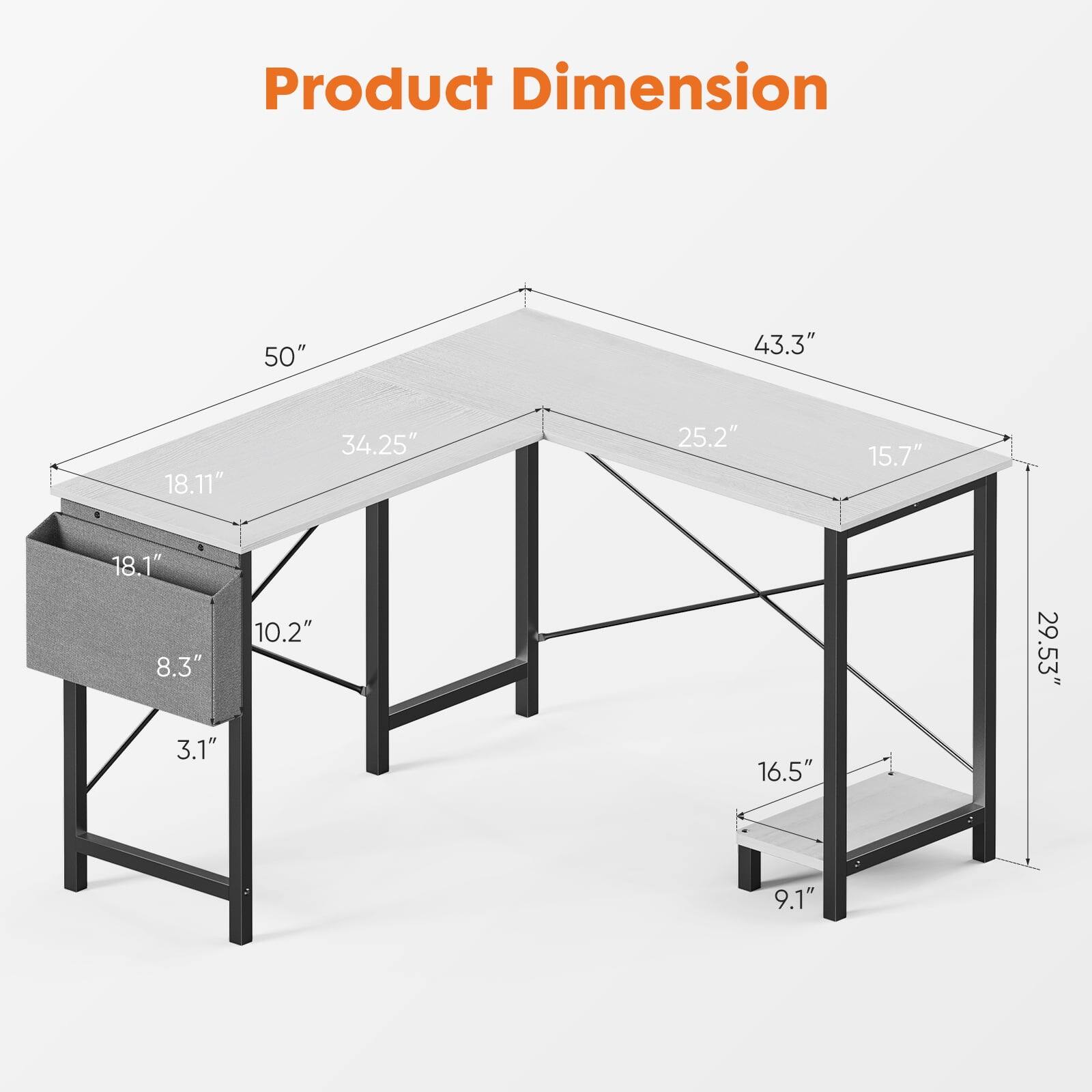 Product Dimension  
50" 43.3" 18.11" 34.25" 25.2" 15.7" 18.1" 8.3" 3.1" 10.2" 16.5" 29.53" 9.1"