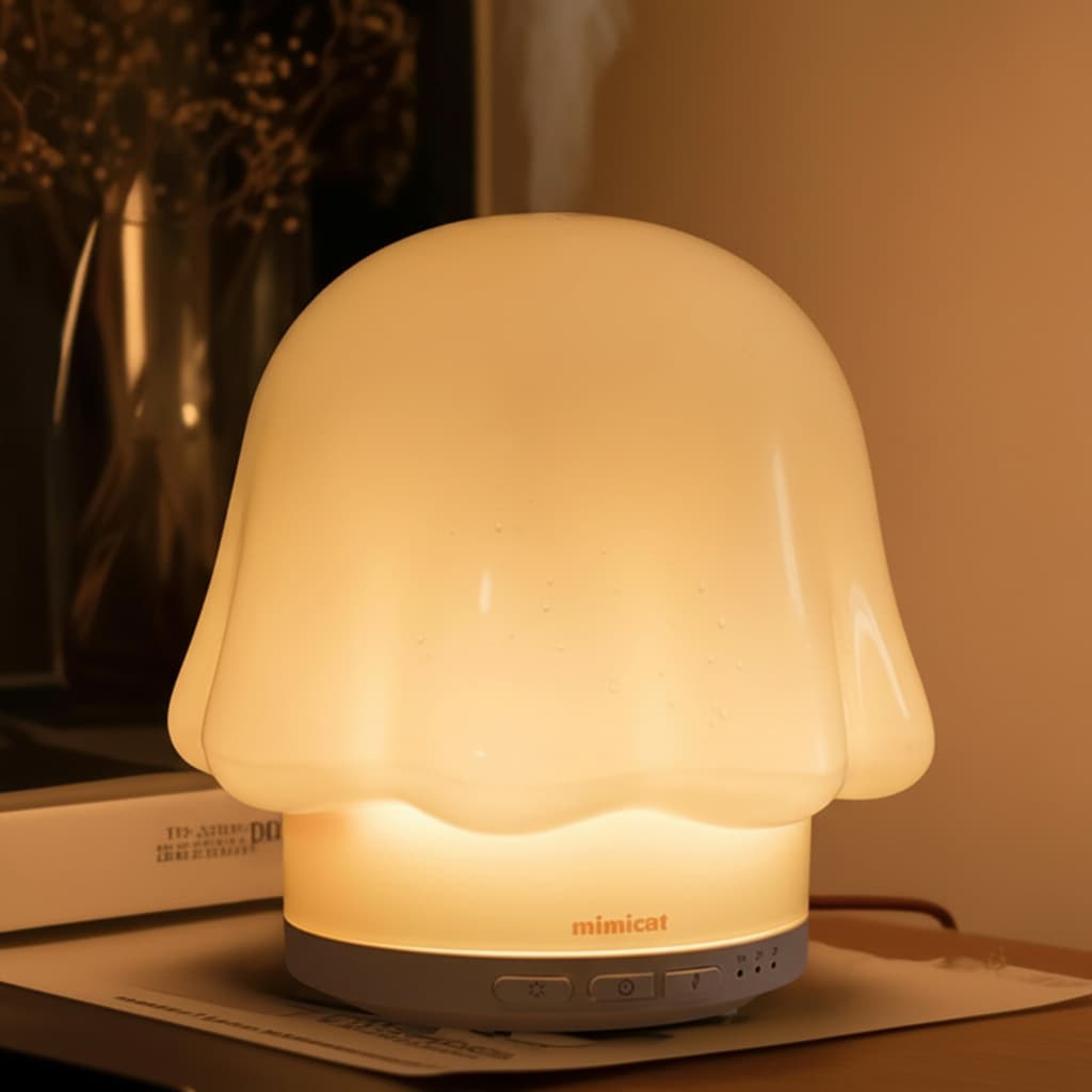 Alt View 1. FINEAK - 120ml Cream White Glass Essential Oil Diffuser | Timer & Night Light.
