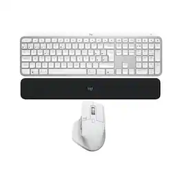 Logitech - MX Keys S Wireless Keyboard (Gray) w/Mac Mouse Bundle - White
