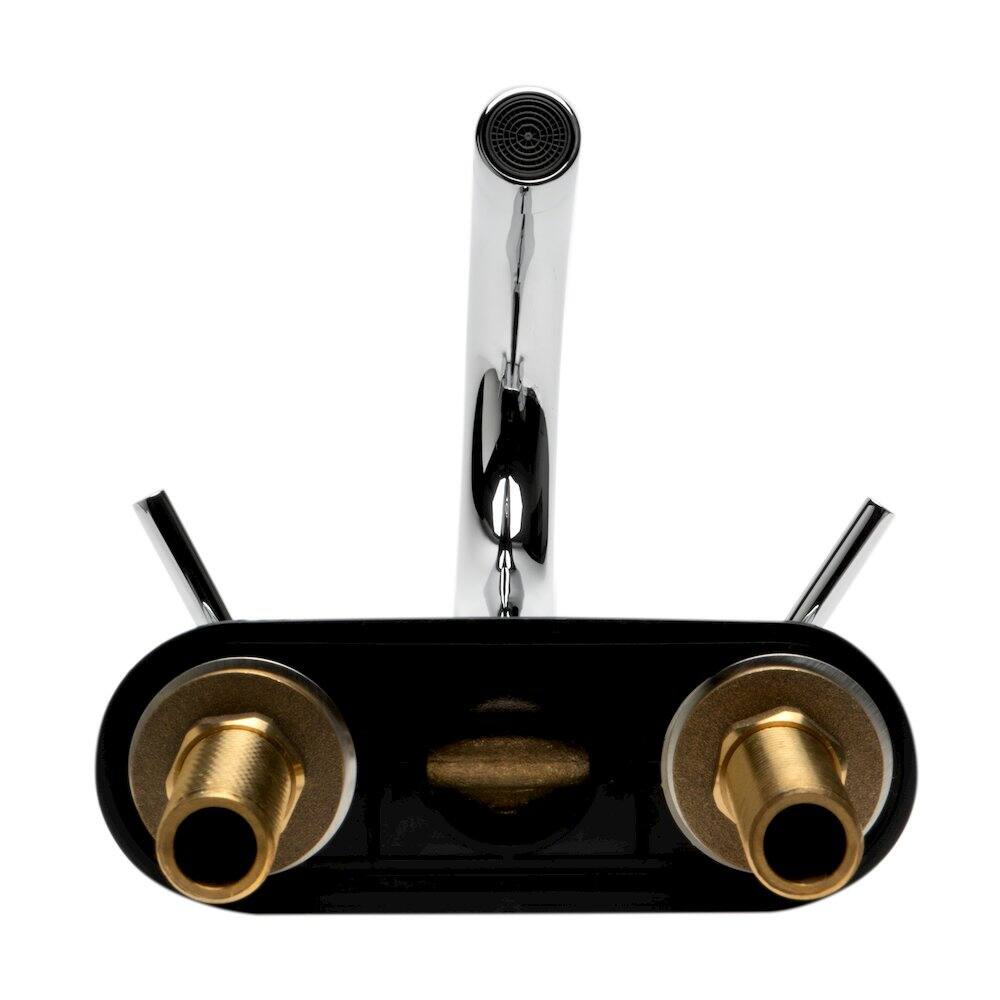 Angle. Alfi - Polished Chrome Two-Handle 4'' Centerset Bathroom Faucet - Silver.