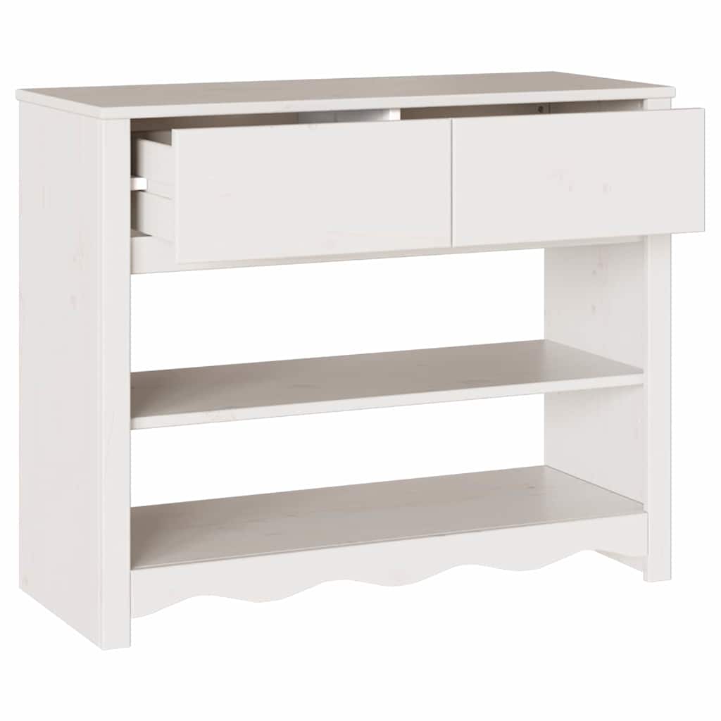 Alt View 4. Boyel Living - 35.2 x 14.6 x 28.7 in. Drammen Oak Solid Pine Wood Console Table in White - White.