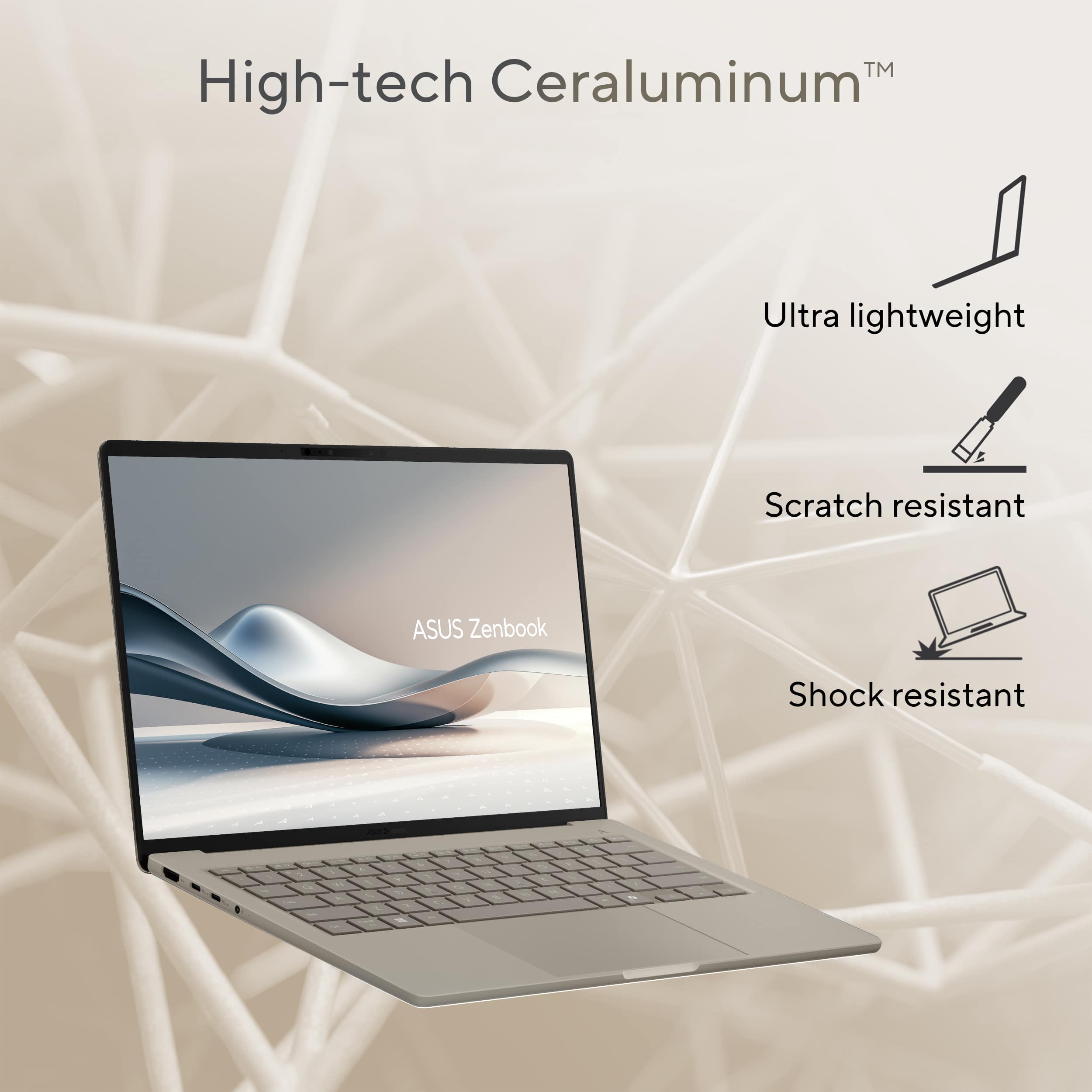 TM High-tech Ceraluminum Ultra lightweight Scratch resistant Shock resistant ASUS Zenbook