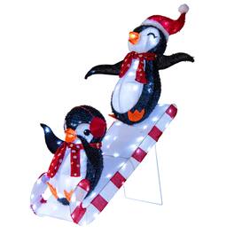 Costway - Lighted Christmas Decoration Penguin with 170 LED Lights for Home Lawn Yard Garden - Multicolor