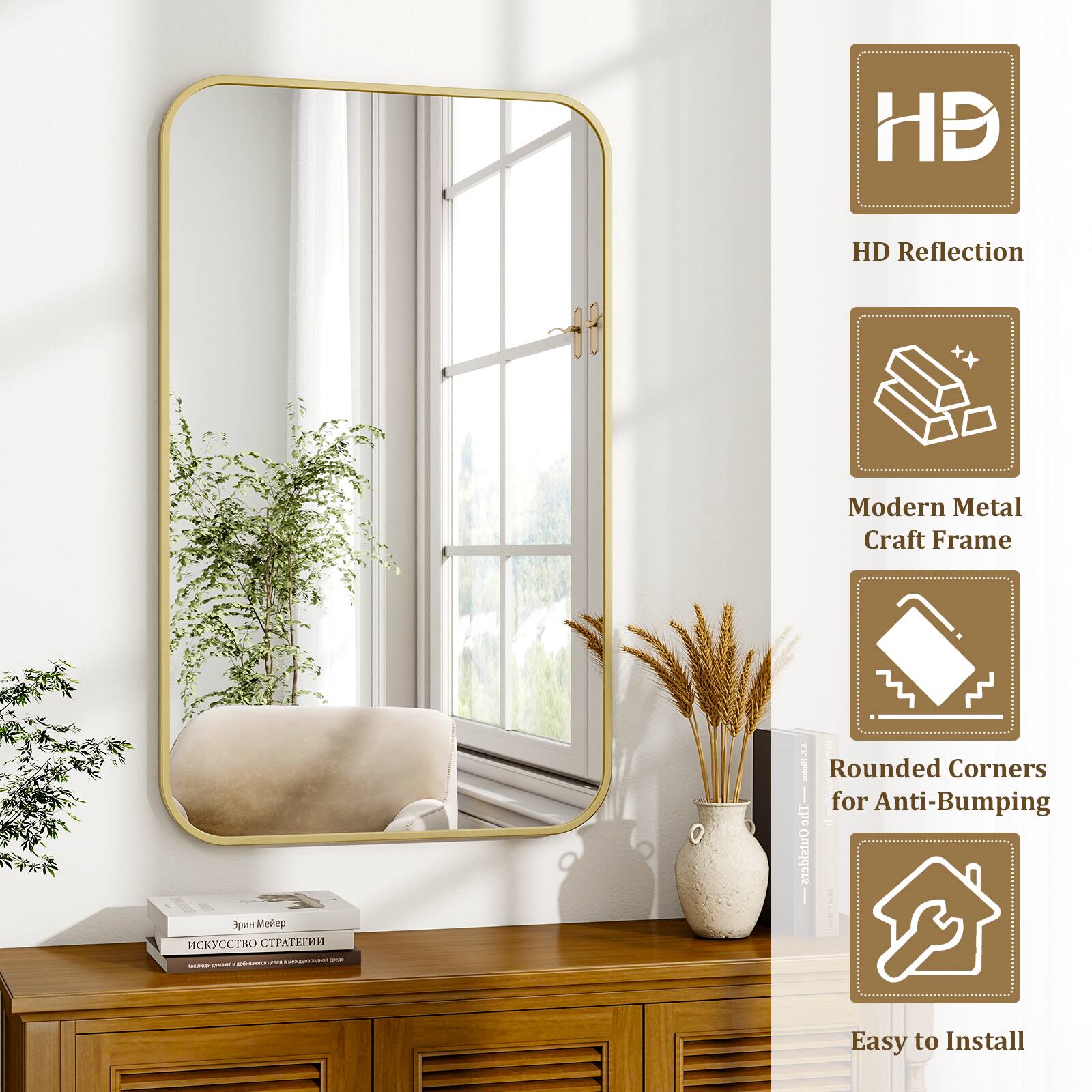 HD Reflection  
Modern Metal Craft Frame  
1 m Rounded Corners for Anti-Bumping  
Easy to Install