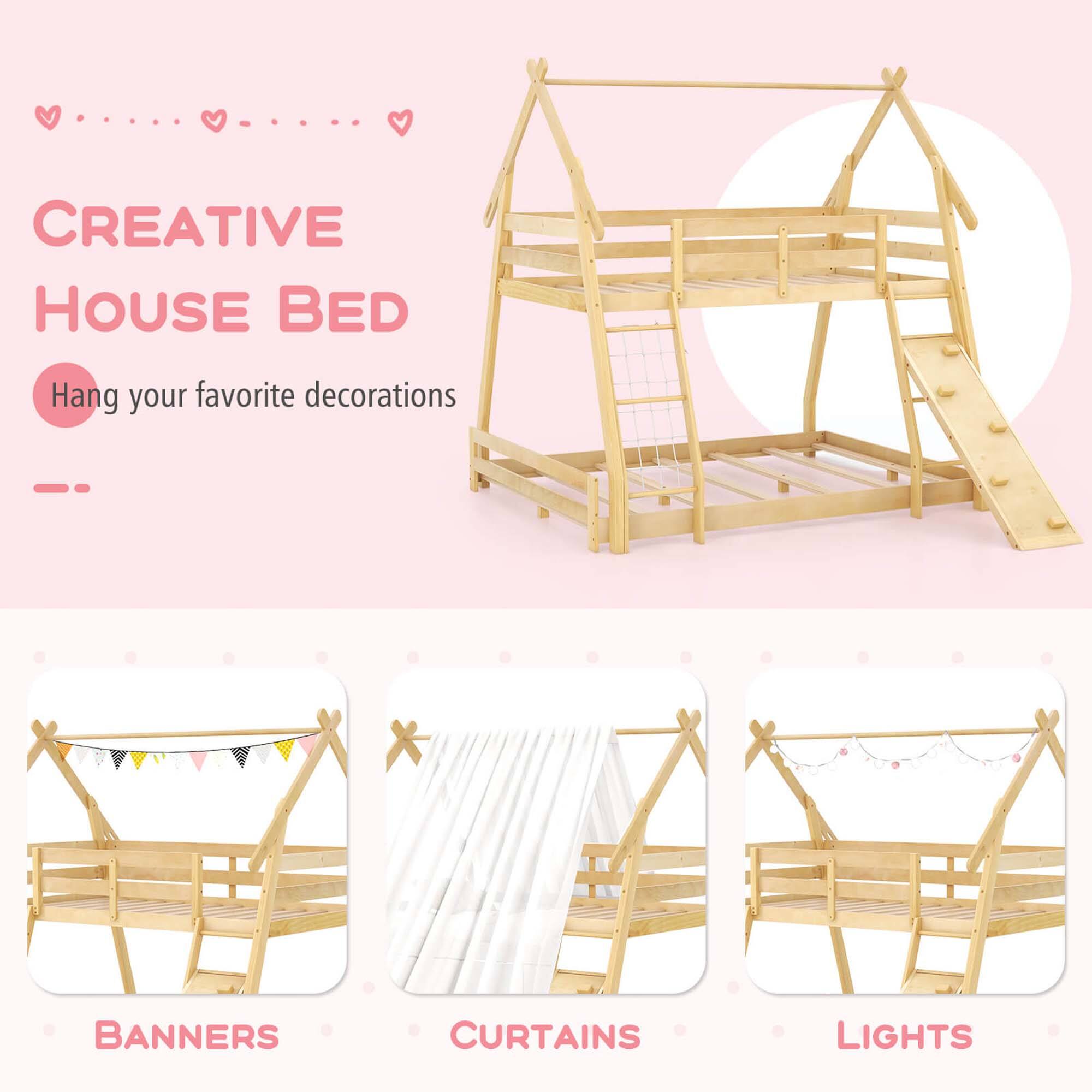 CREATIVE HOUSE BED: Hang your favorite decorations.