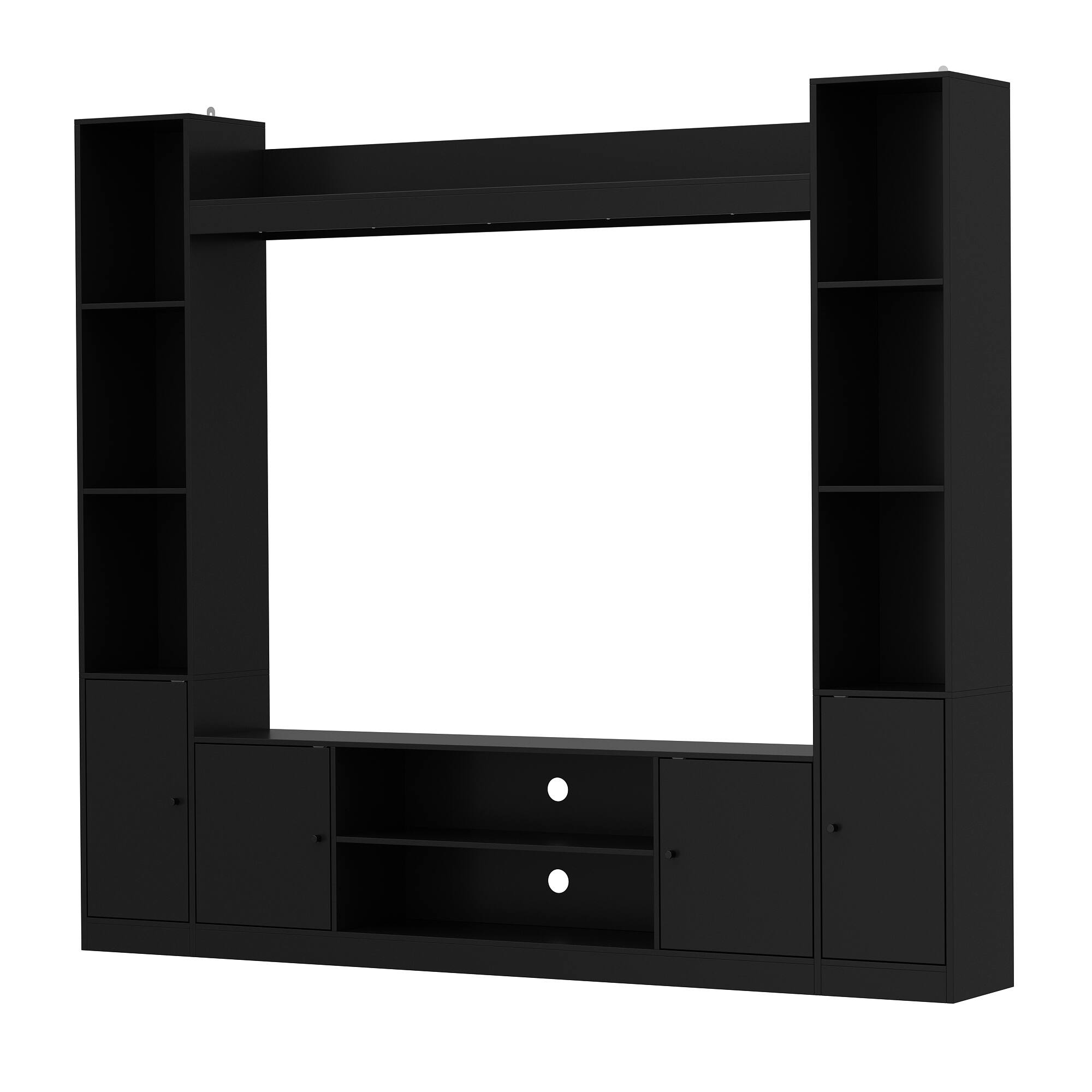 Angle. Famapy - Famapy Enclosed Entertainment Center Upto 60 - Inch TVs Cable - Managed TV Stand - Black.