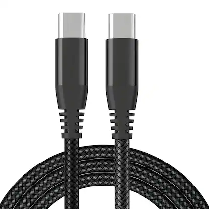 Front. Kitcheniva - 6Ft Braided USB Type-C To Type-C Fast Charging Cable Cord Black - Black.