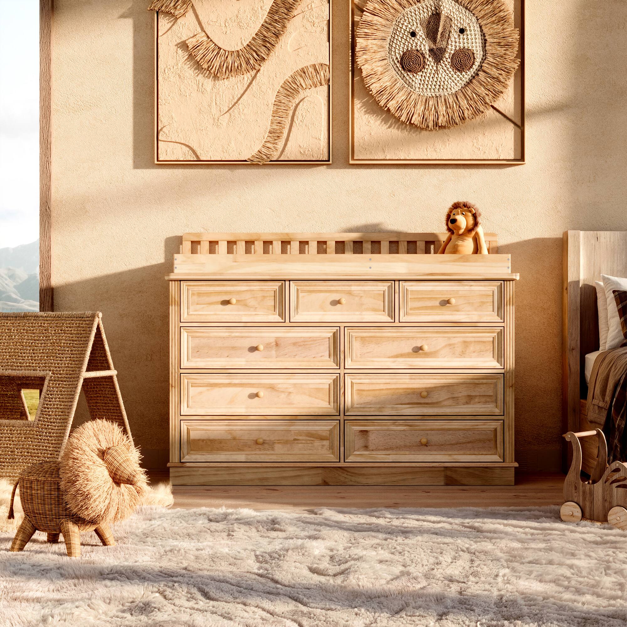 Alt View 7. Homsee - Solid Wood Baby Changing Table Dresser with Anti-Tip Kit, 90% Wood Construction and Smooth Drawers - Wooden.